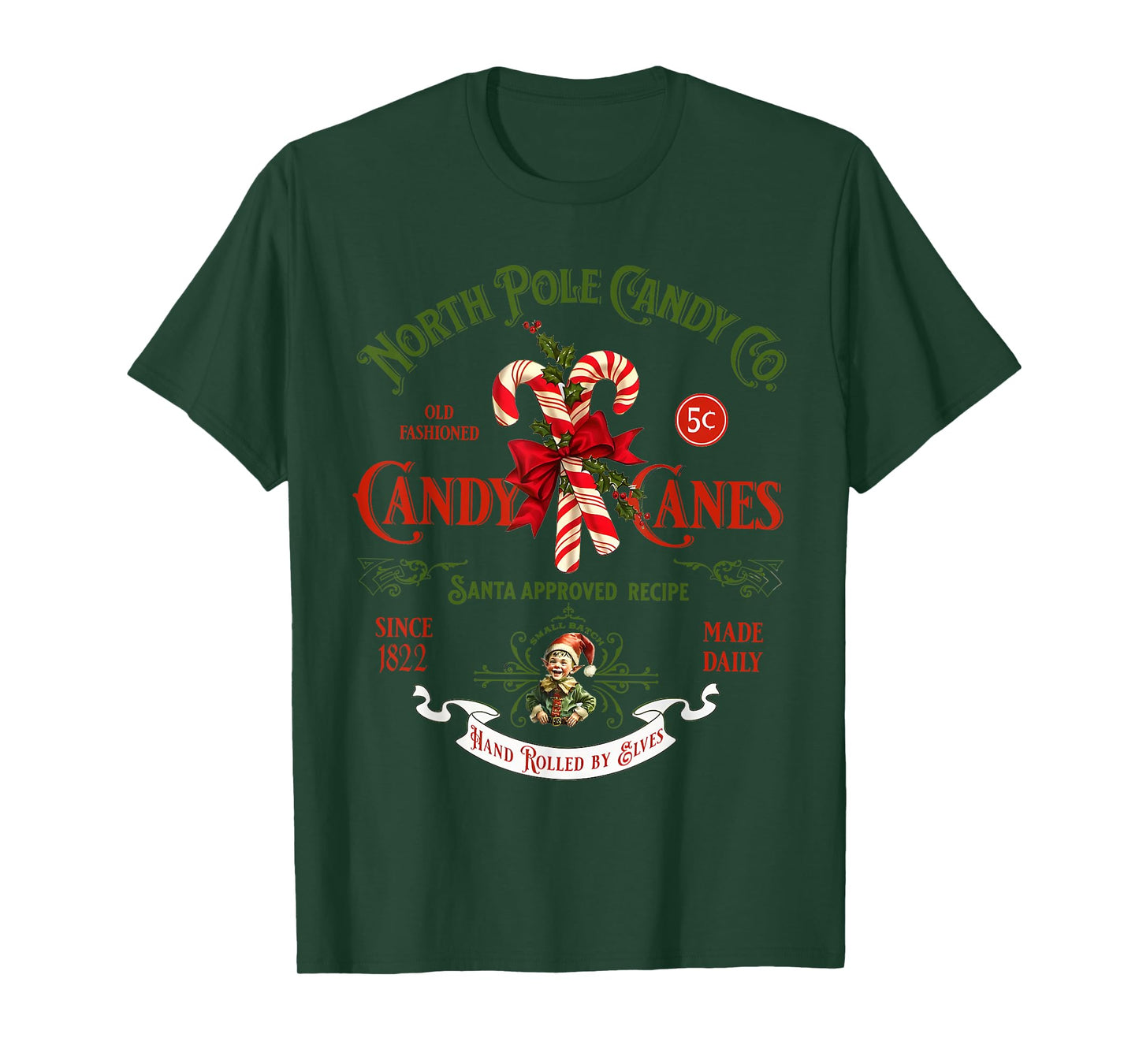 Christmas Retro Old Fashioned Candy Cane North Pole T-Shirt