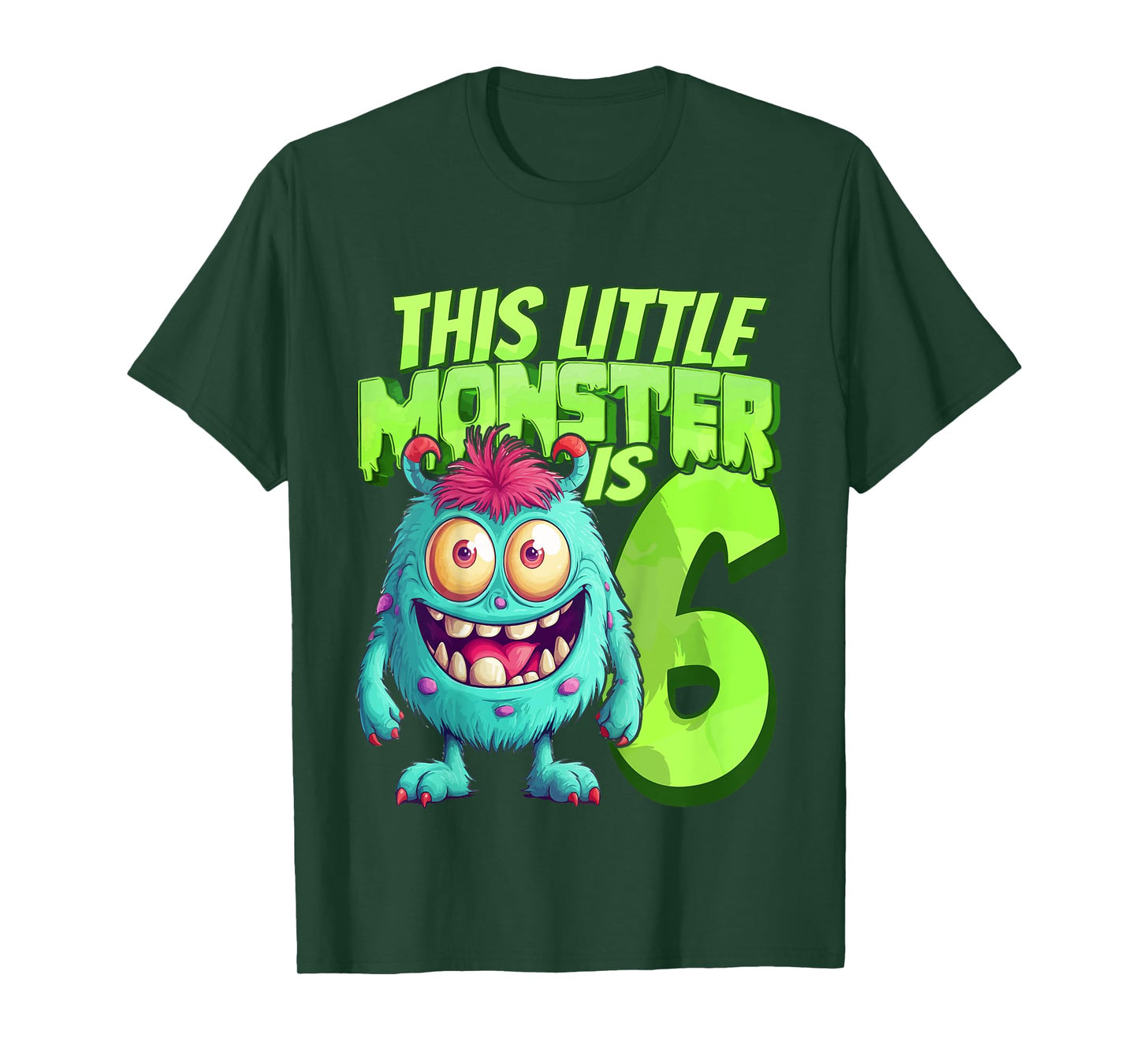 This Little Monster Is 6 - Six Years - 6th Birthday T-Shirt