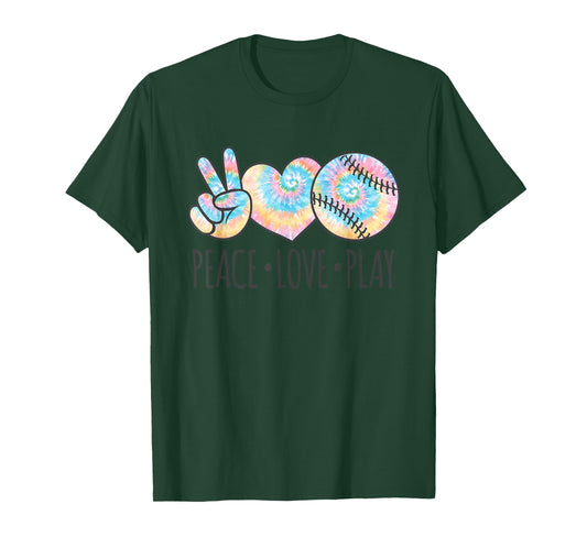 Tie Dye Softball for Teen Girls | Peace Love Play T-Shirt