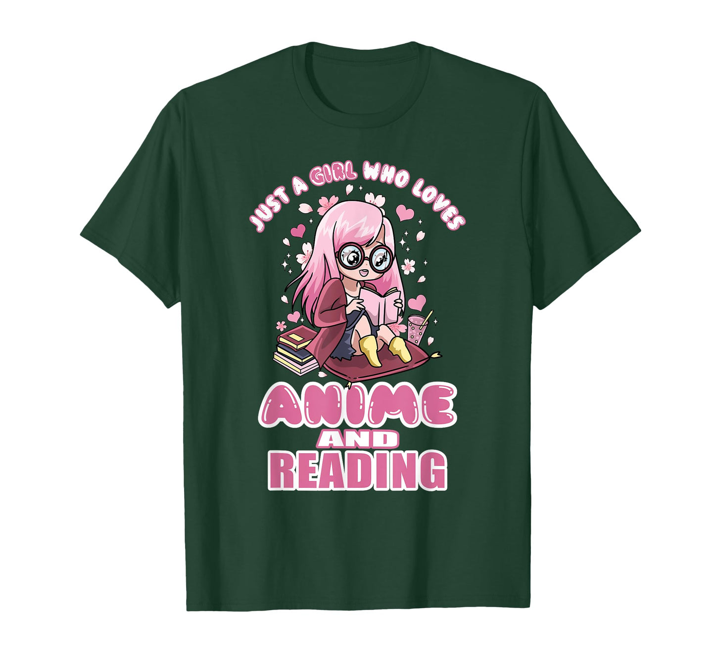 Just A Girl Who Loves Anime And Reading Books Manga Teens T-Shirt