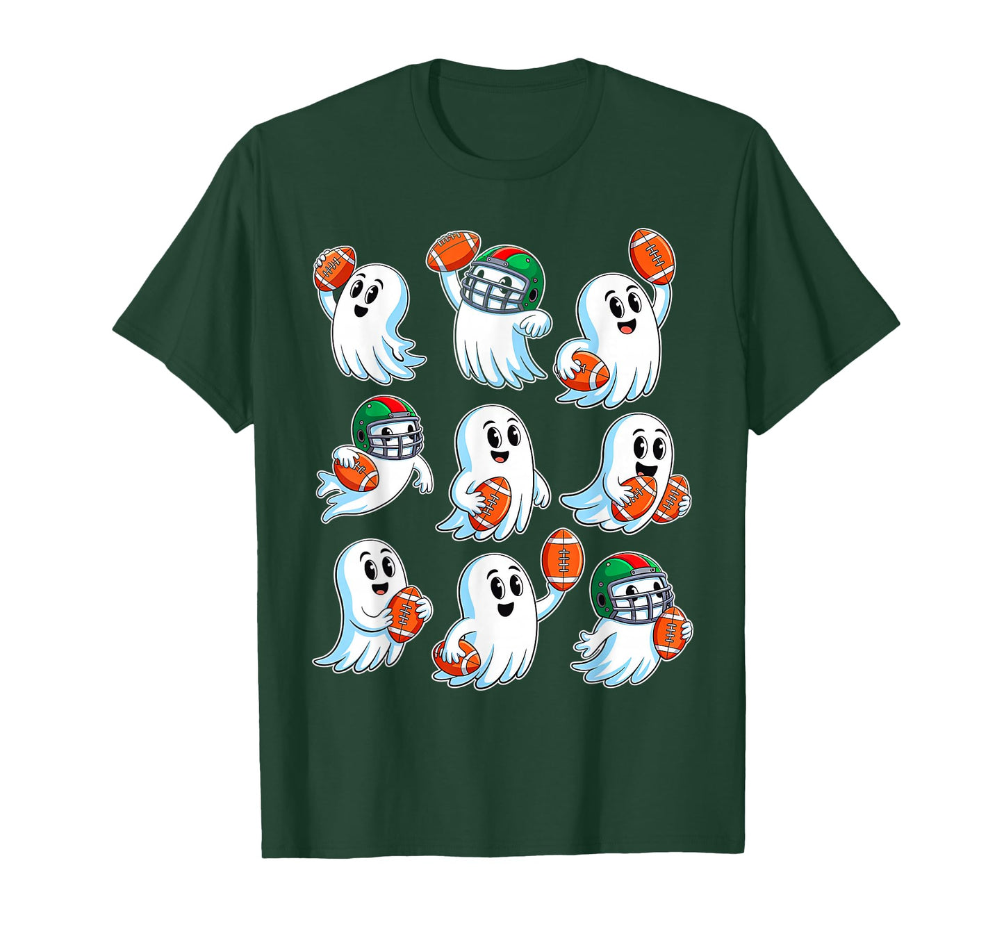 Boo Ghost Halloween Football Happy Halloween Football Lover T-Shirt