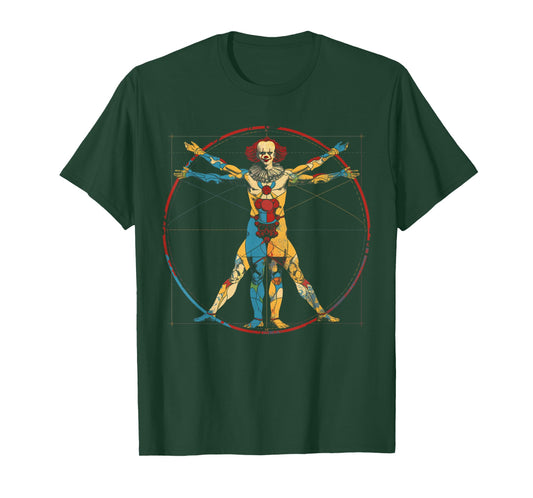 Clowncore Aesthetic Vitruvian Man Clown Creepy Goth T-Shirt