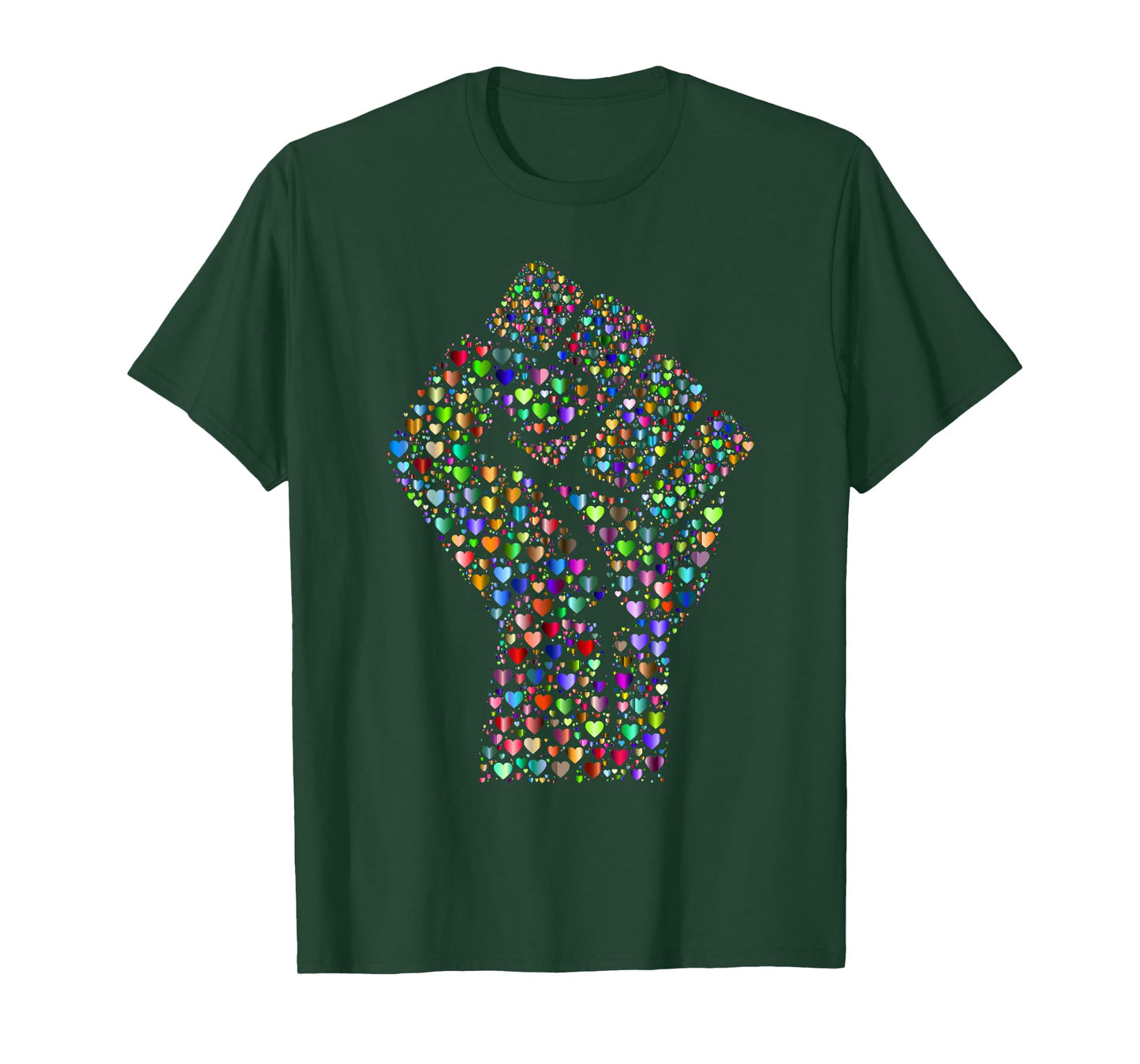 Resist Fist T-Shirt Rainbow Hearts Love T-Shirt