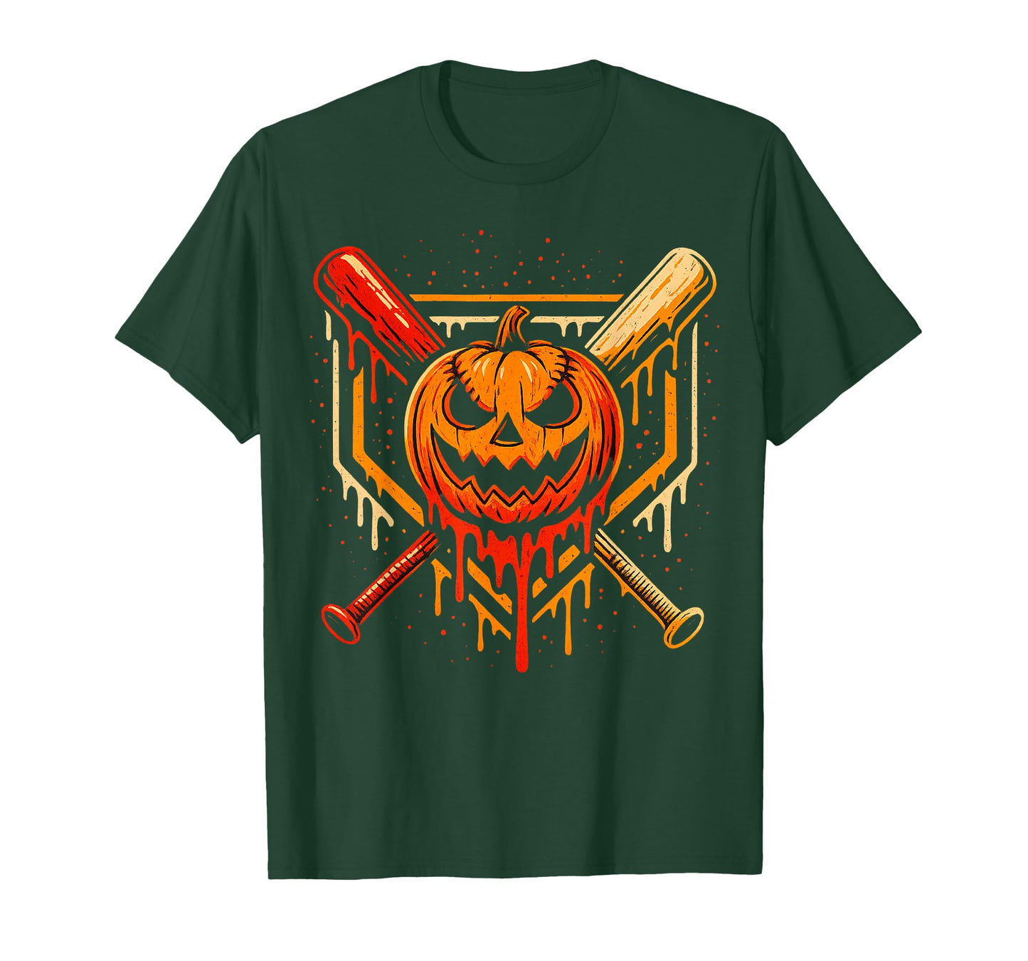 Pumpkin Halloween Baseball Ice Cream Drip Spooky Boys Youth T-Shirt