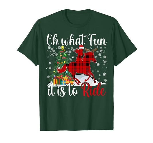 Horse Oh What Fun It Is To Ride Christmas Xmas Girls Women T-Shirt