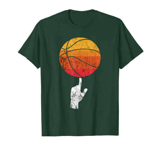 Basketball Playing Basketball Sports Vintage Retro Sunset T-Shirt