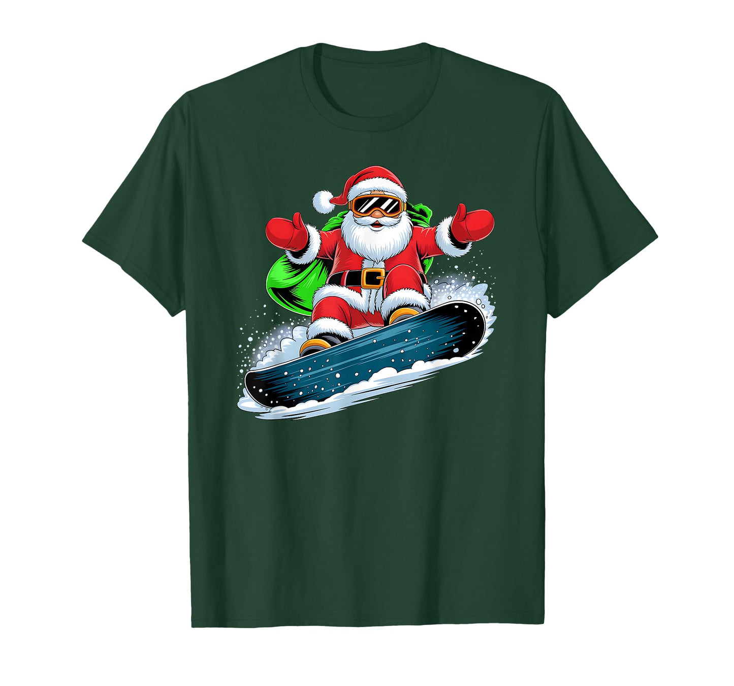 Santa Snowboarding Christmas for Boys Kids Xmas Pajamas T-Shirt