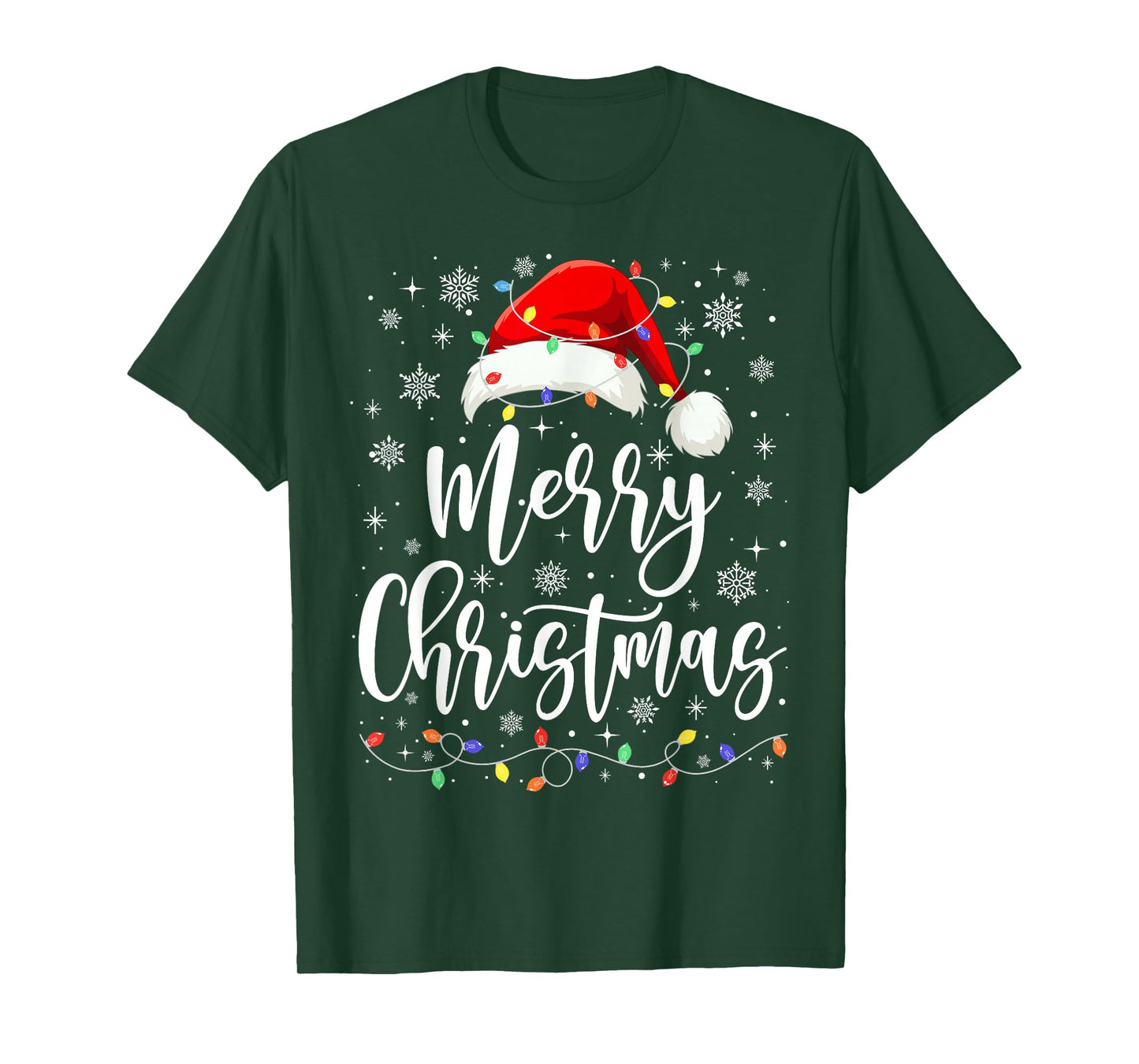 Merry Christmas Lights Red Santa Family Xmas Pajamas T-Shirt