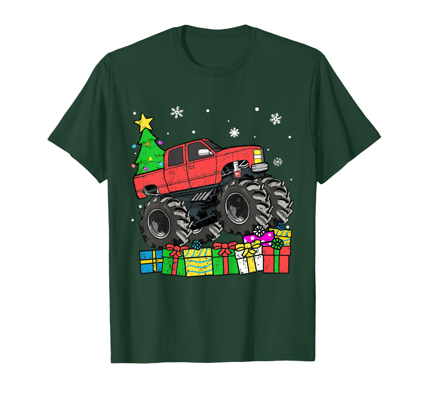 Kids Boys Christmas Monster Truck Kids Merry Christmas Toddler T-Shirt