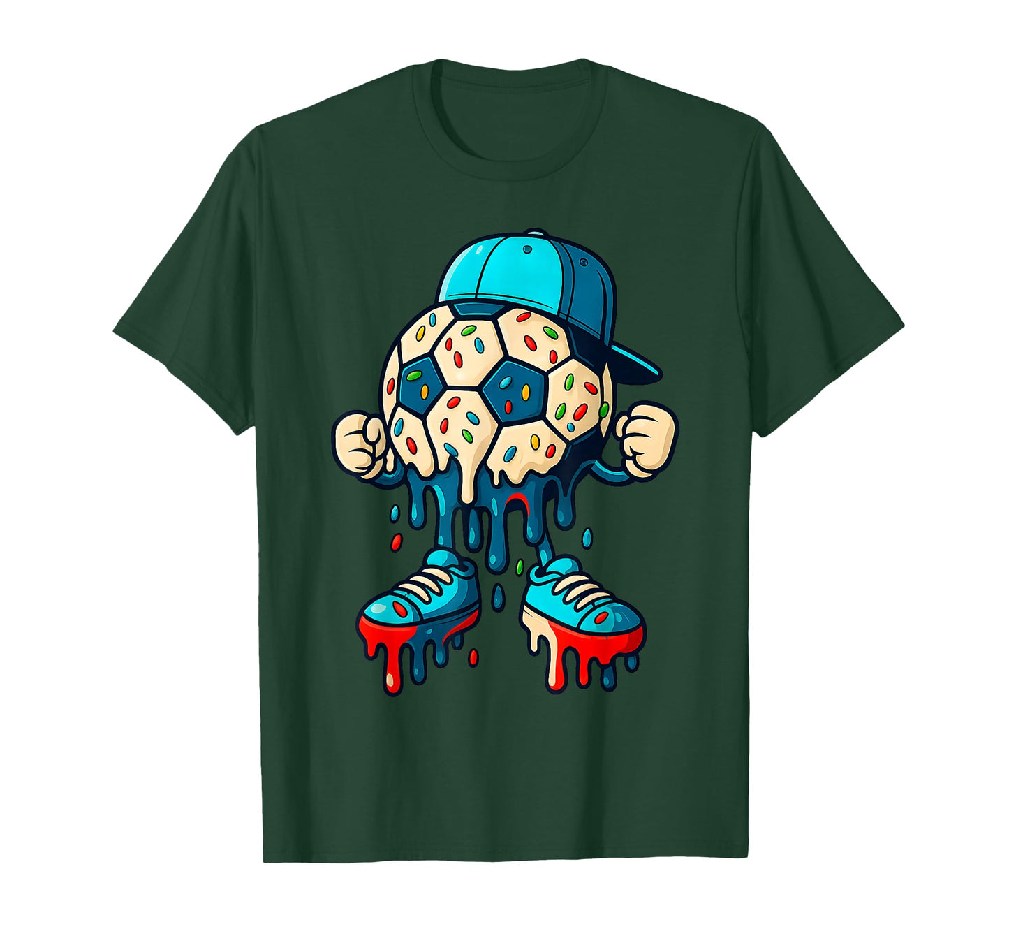 Soccer Ball Drip Ice Cream Character Men Women Girls Kids T-Shirt
