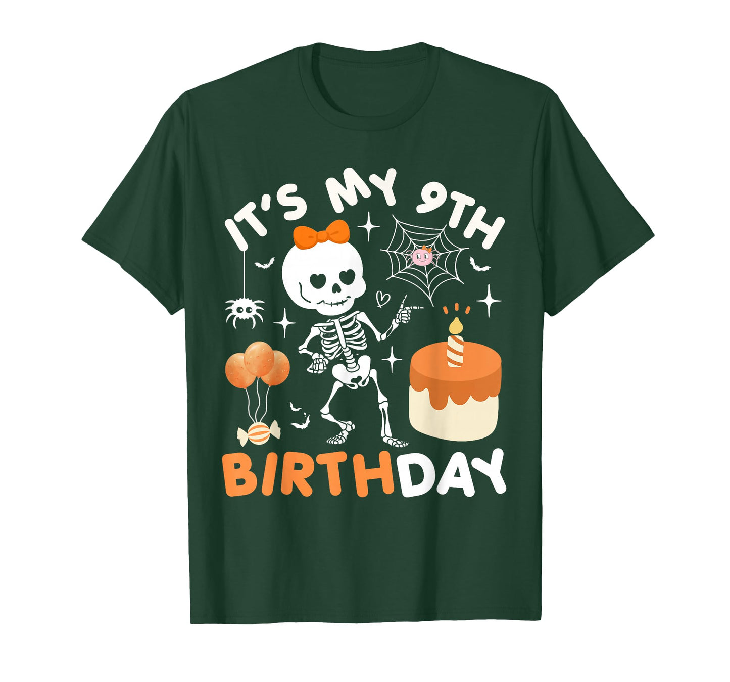 Its My 9th Birthday Funny Halloween Skeleton 9 Birthday Girl T-Shirt