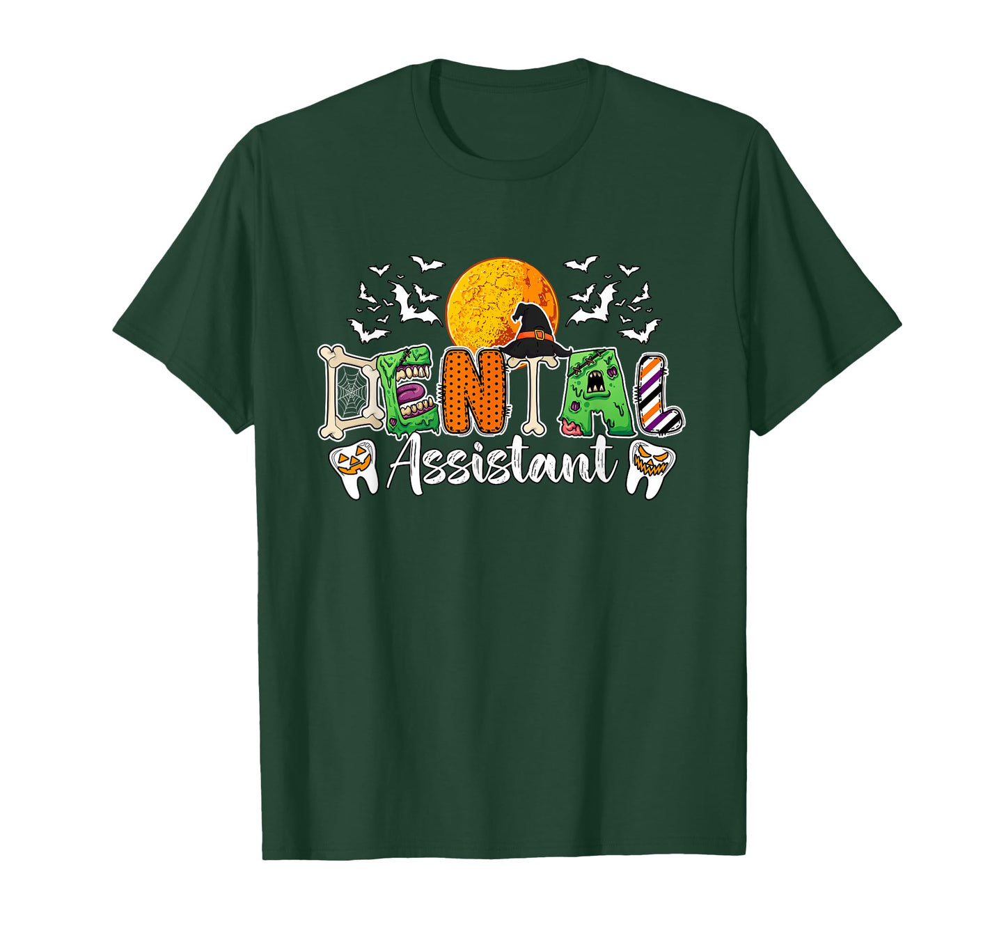 Dental Assistant Job Halloween Zombies Witch Costume Team T-Shirt