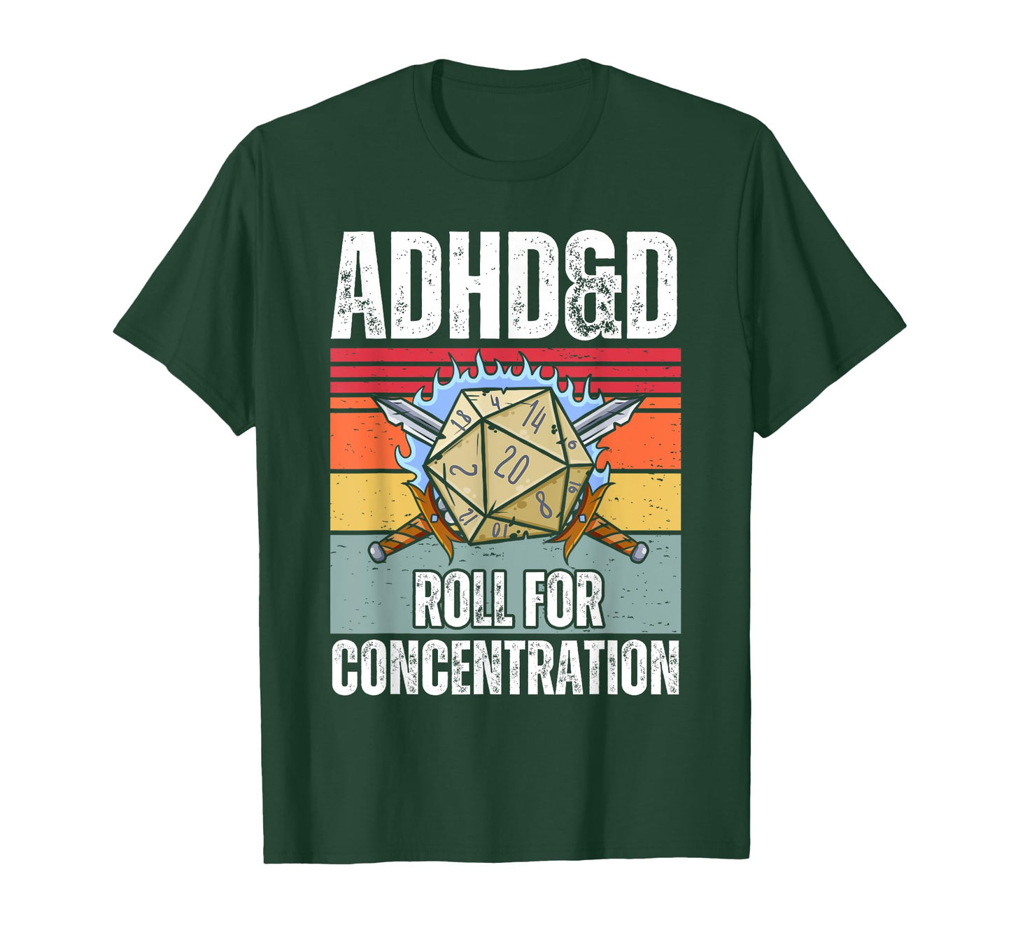 Retro Vintage ADHD&D Roll For Concentration Funny Gamer T-Shirt