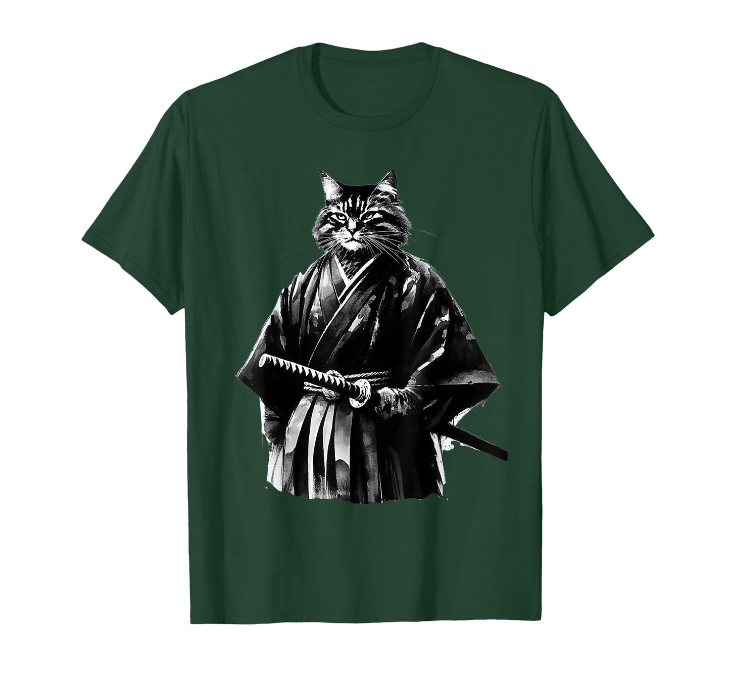 Samurai Cat Vintage Ukiyo-e Warrior Art Graphic Cat Art T-Shirt