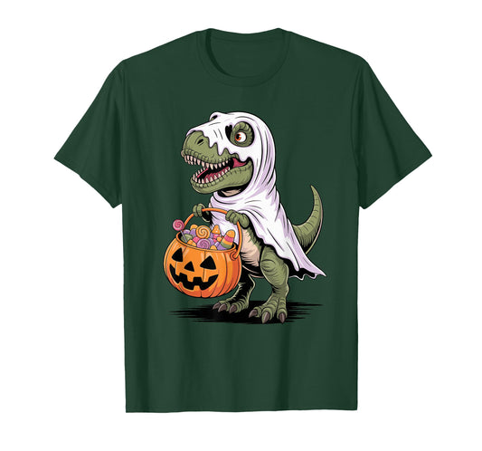 Halloween Dinosaur Ghost Pumpkin Tyrannosaurus Rex T-Shirt