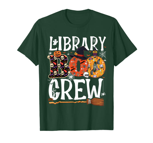 Library Boo Crew Ghost Spooky Halloween Costume Librarian T-Shirt