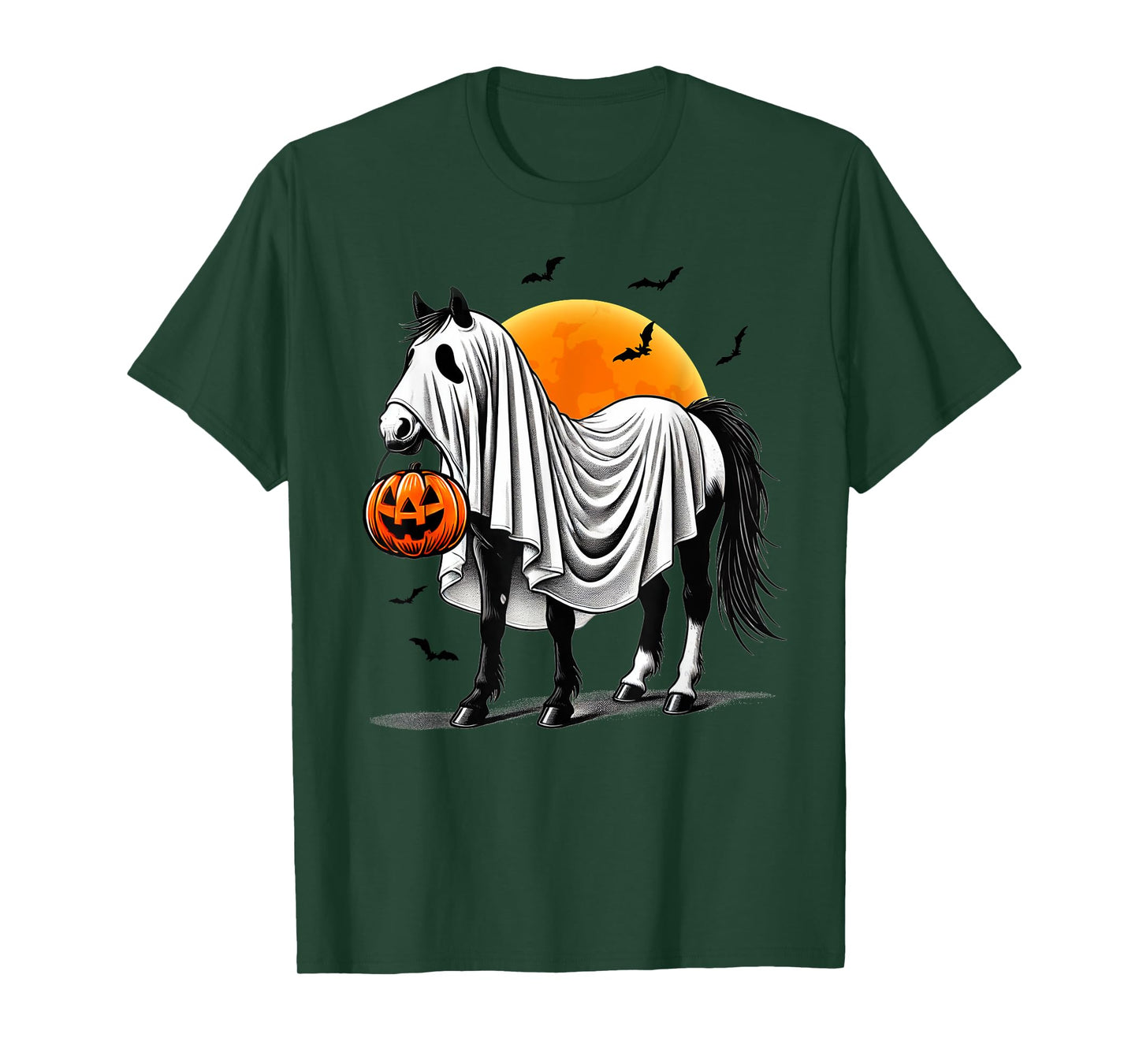 Funny Horse With Jackolantern Ghost Halloween Rider Riding T-Shirt