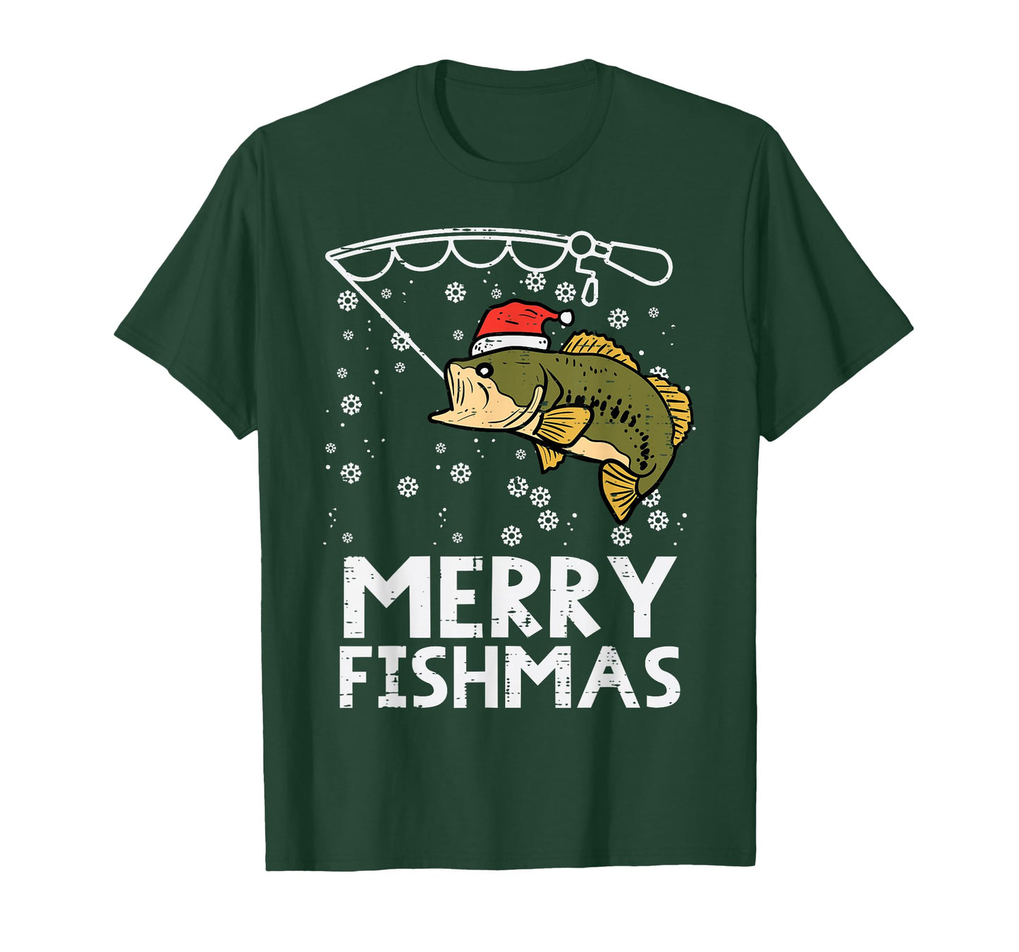Merry Fishmas Fish Fishing Xmas Christmas Dad Men T-Shirt
