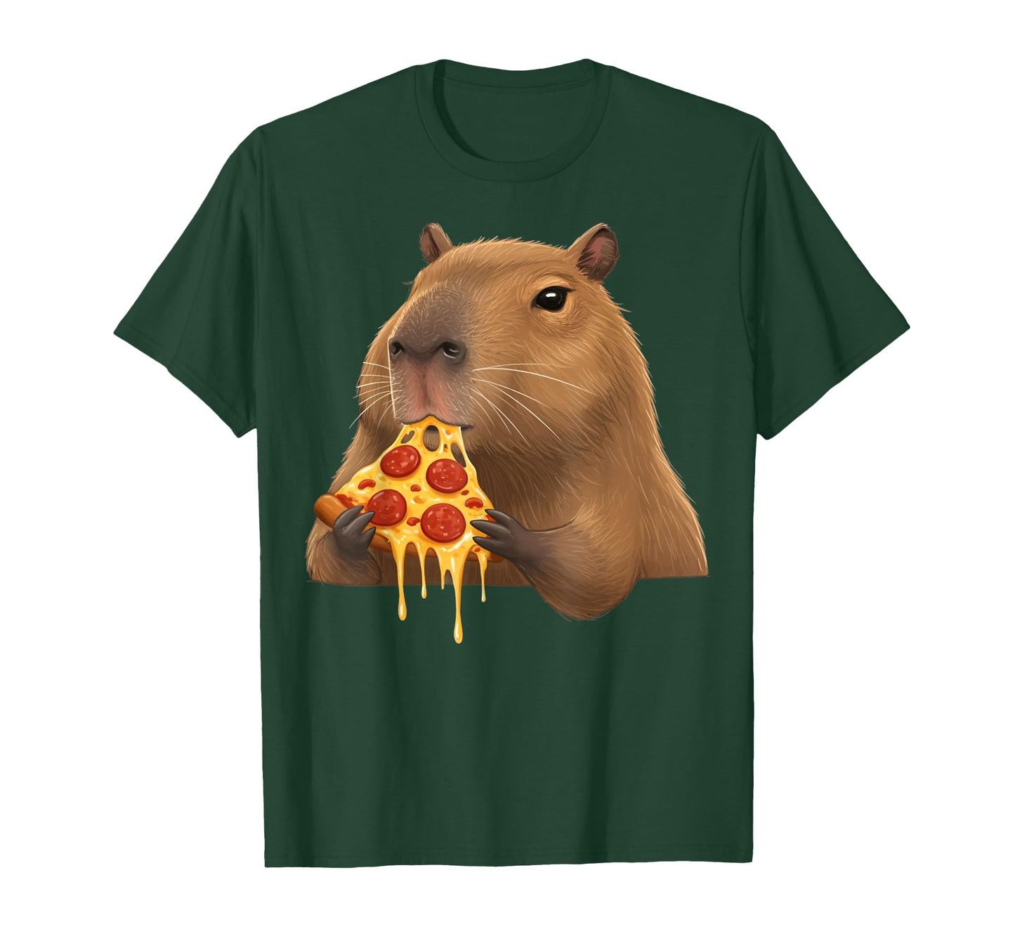 Cute Kawaii Funny Capybara Eating Pizza Girls Boys Men Women T-Shirt