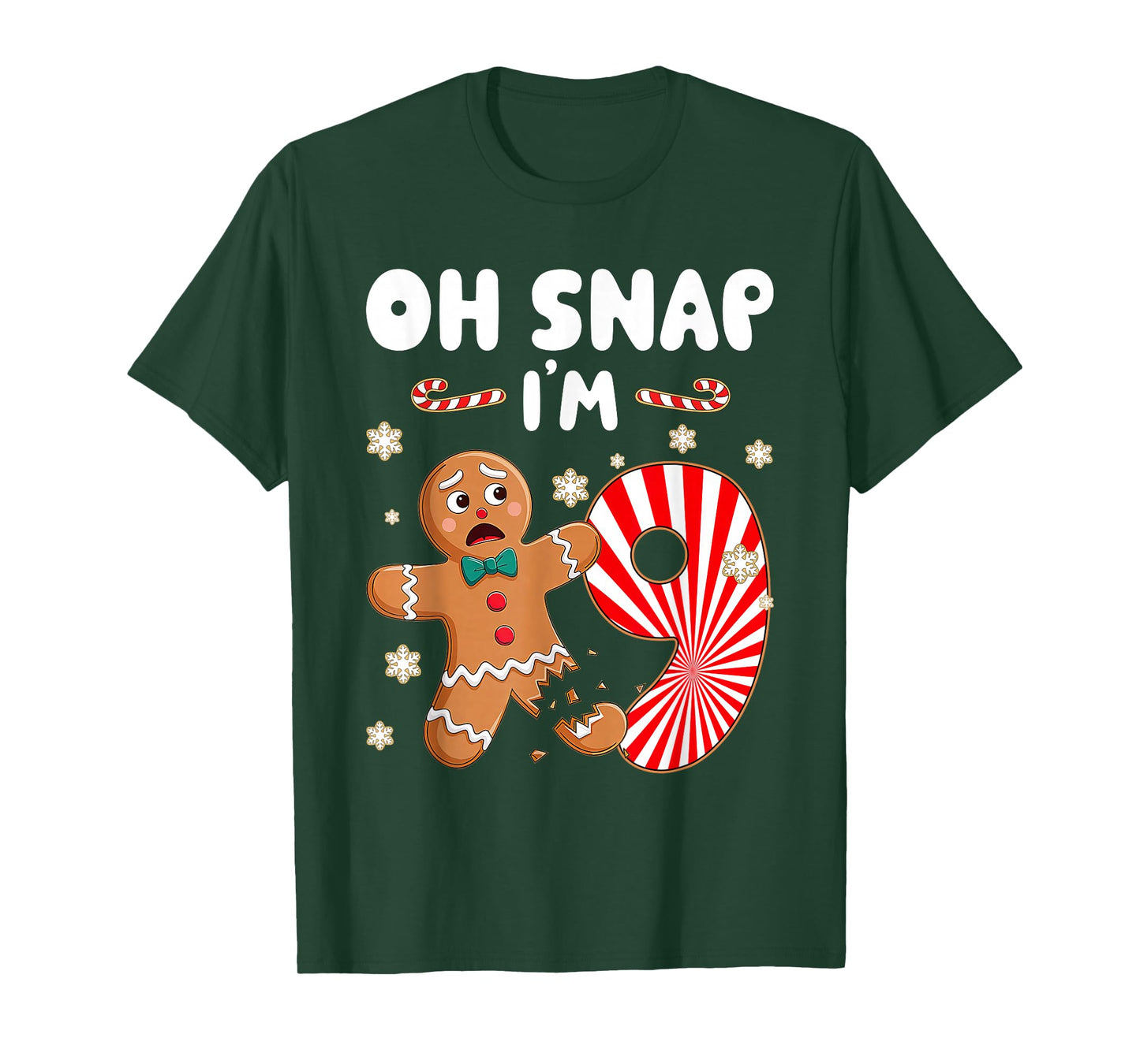 Christmas Oh Snap 9 Year Old Gingerbread Man 9th Birthday T-Shirt