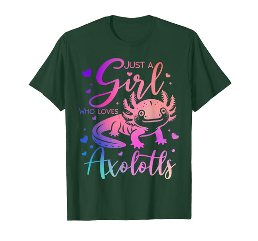 Just a Girl Who Loves Axolotls Cute Axolotl Kawaii Kids T-Shirt