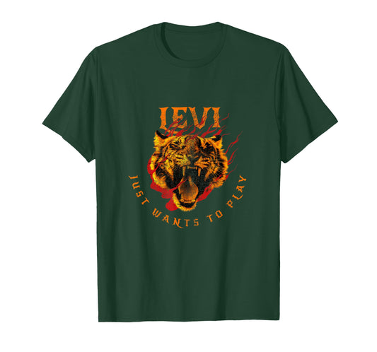LEVI - Cute Boy Name with cool Tiger: Just wants to play T-Shirt