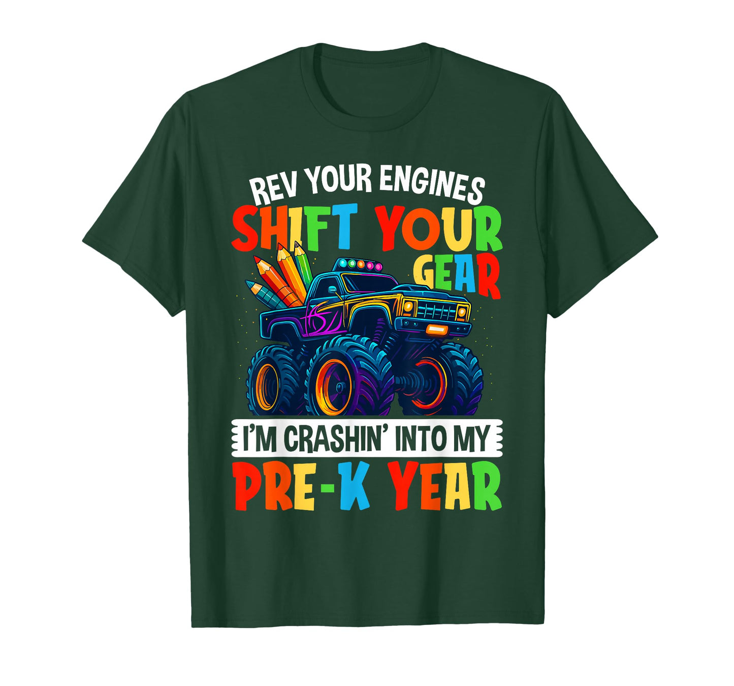 First Day Of School Shirt Pre-K Monster Truck Boys Kids T-Shirt