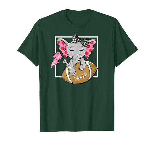 Cute Game Day Elephant Women and Girls Football T-shirt T-Shirt