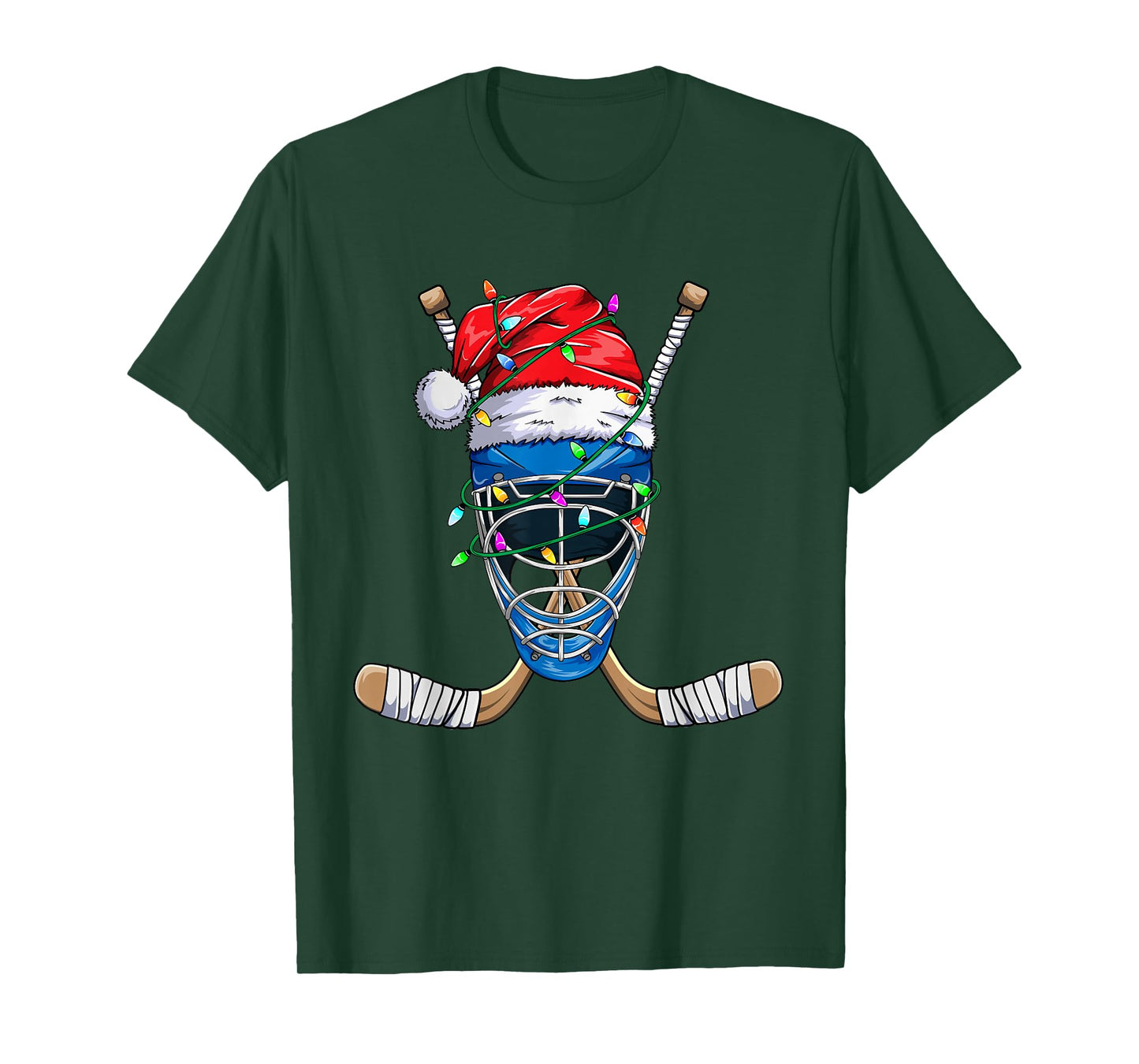 Santa Sports Design For Men Boys Christmas Hockey Player T-Shirt