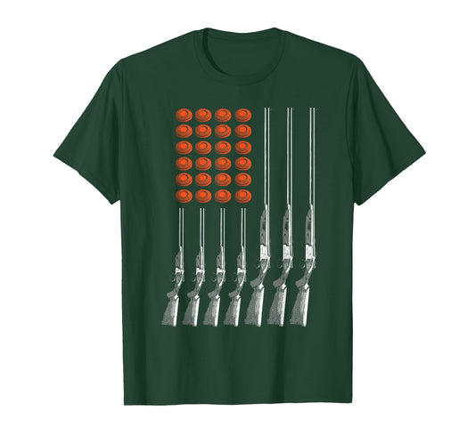 American Flag Trap Shooting Funny Skeet Sport Gift Men Women T-Shirt