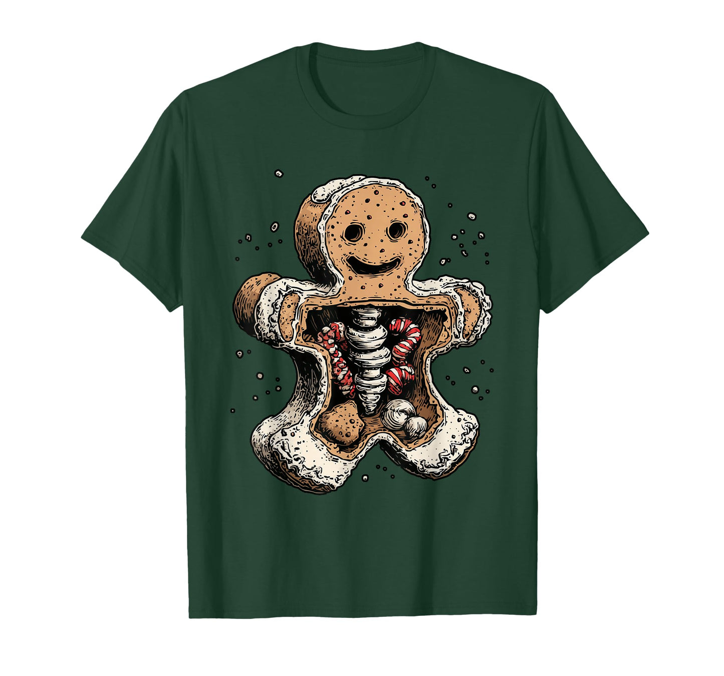 Spooky Gingerbread Cookie Creepy Winter Gothic Christmas T-Shirt