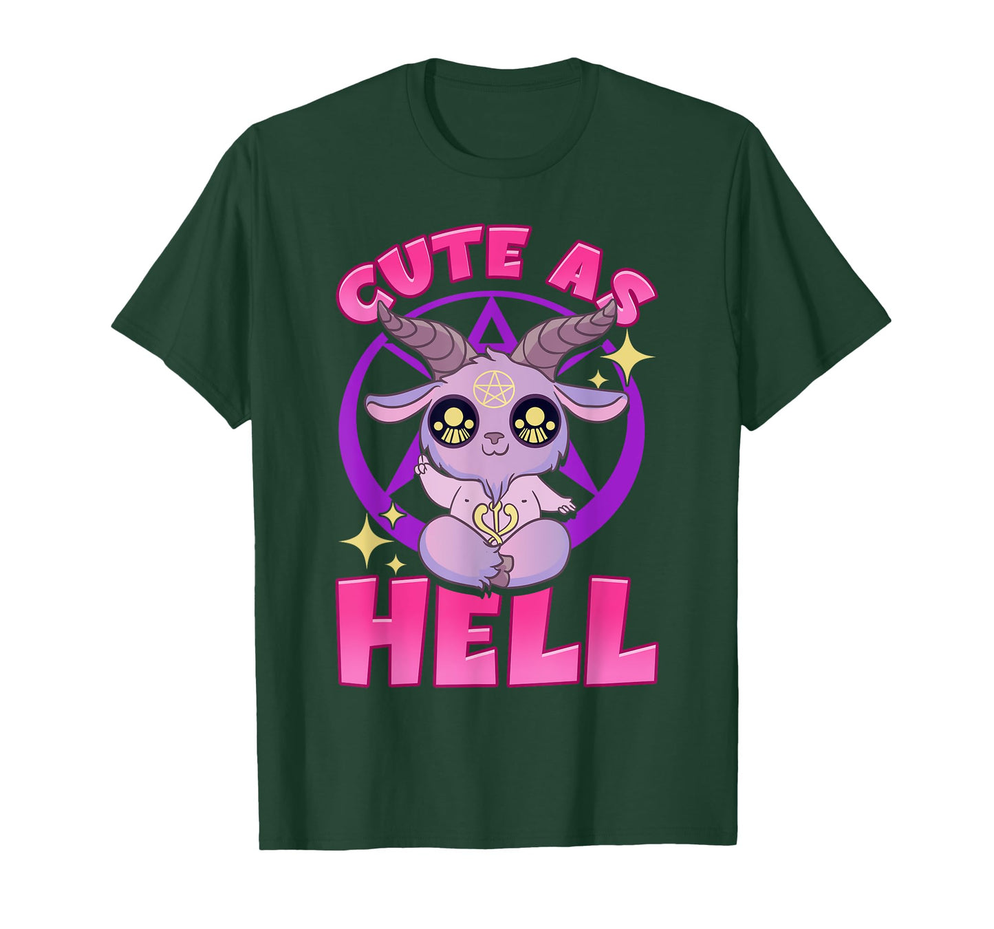 Cute As Hell Pastel Anime Kawaii Baphomet Goth Emo Pun T-Shirt