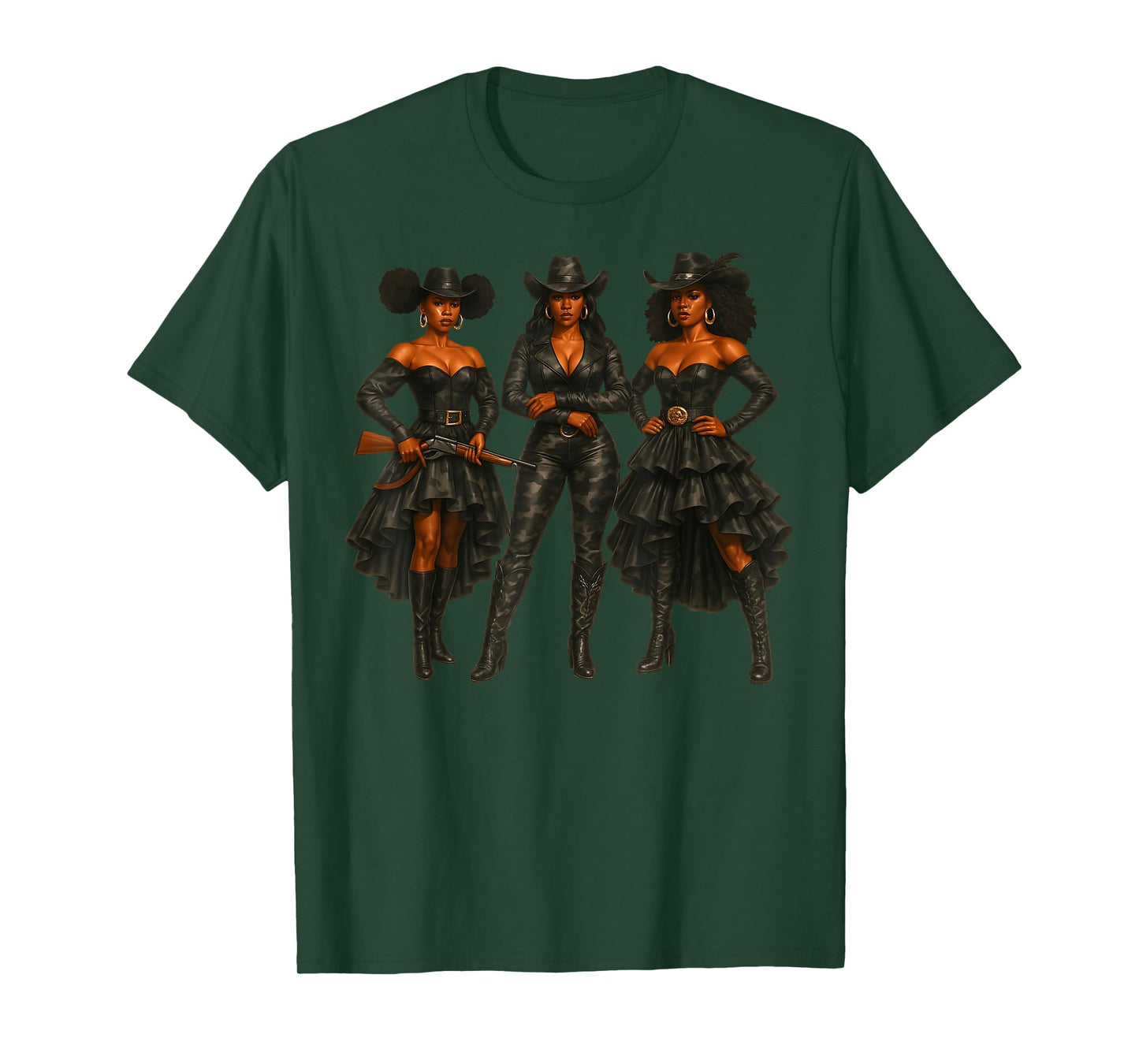 Camo Black Cowgirl Western Rodeo Melanin Black History Texas T-Shirt