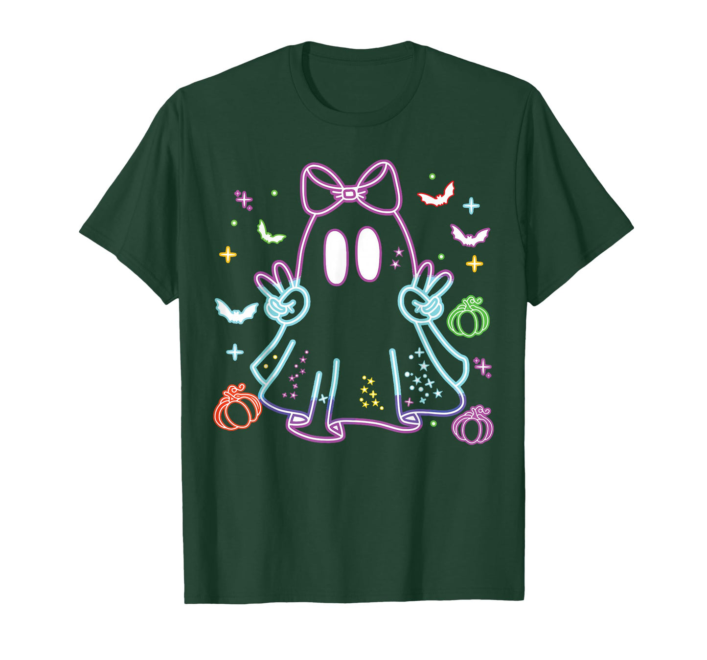 Boo Ghost Spooky Season Girls Kids Glow in Halloween Night T-Shirt