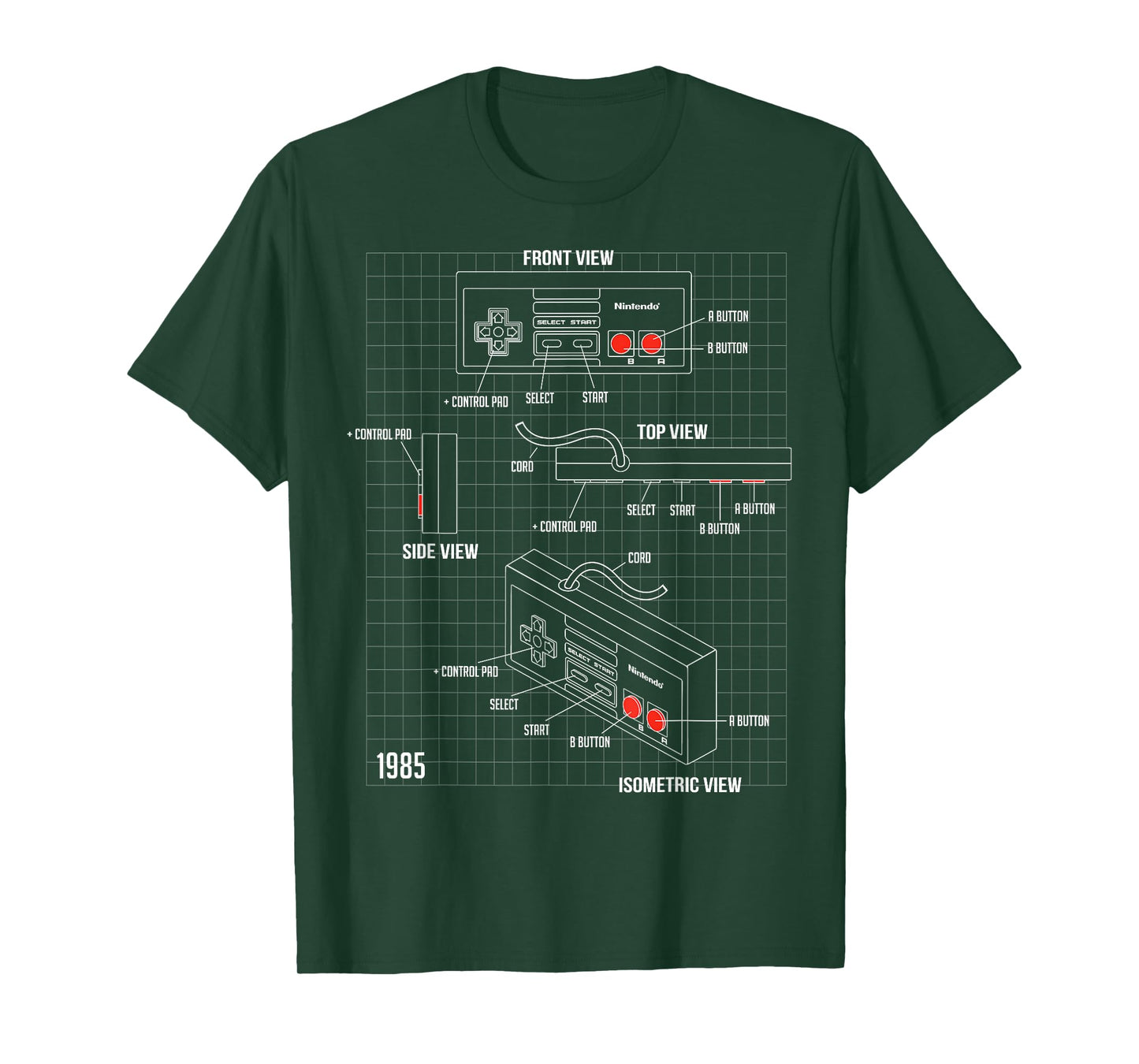 Nintendo NES Controller Parts Schematic Graphic T-Shirt