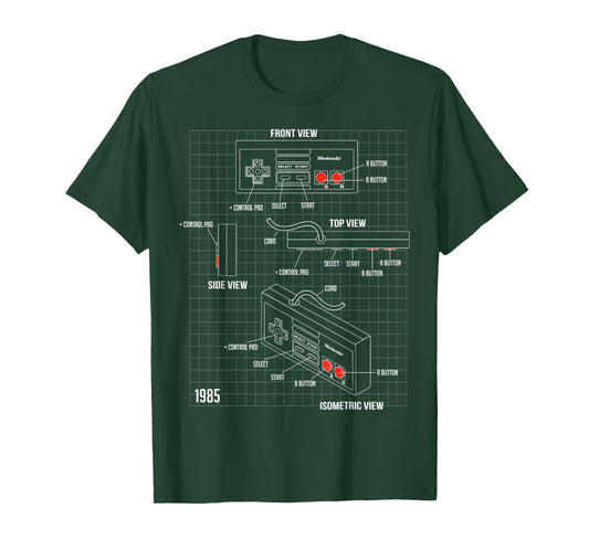 Nintendo NES Controller Parts Schematic Graphic T-Shirt