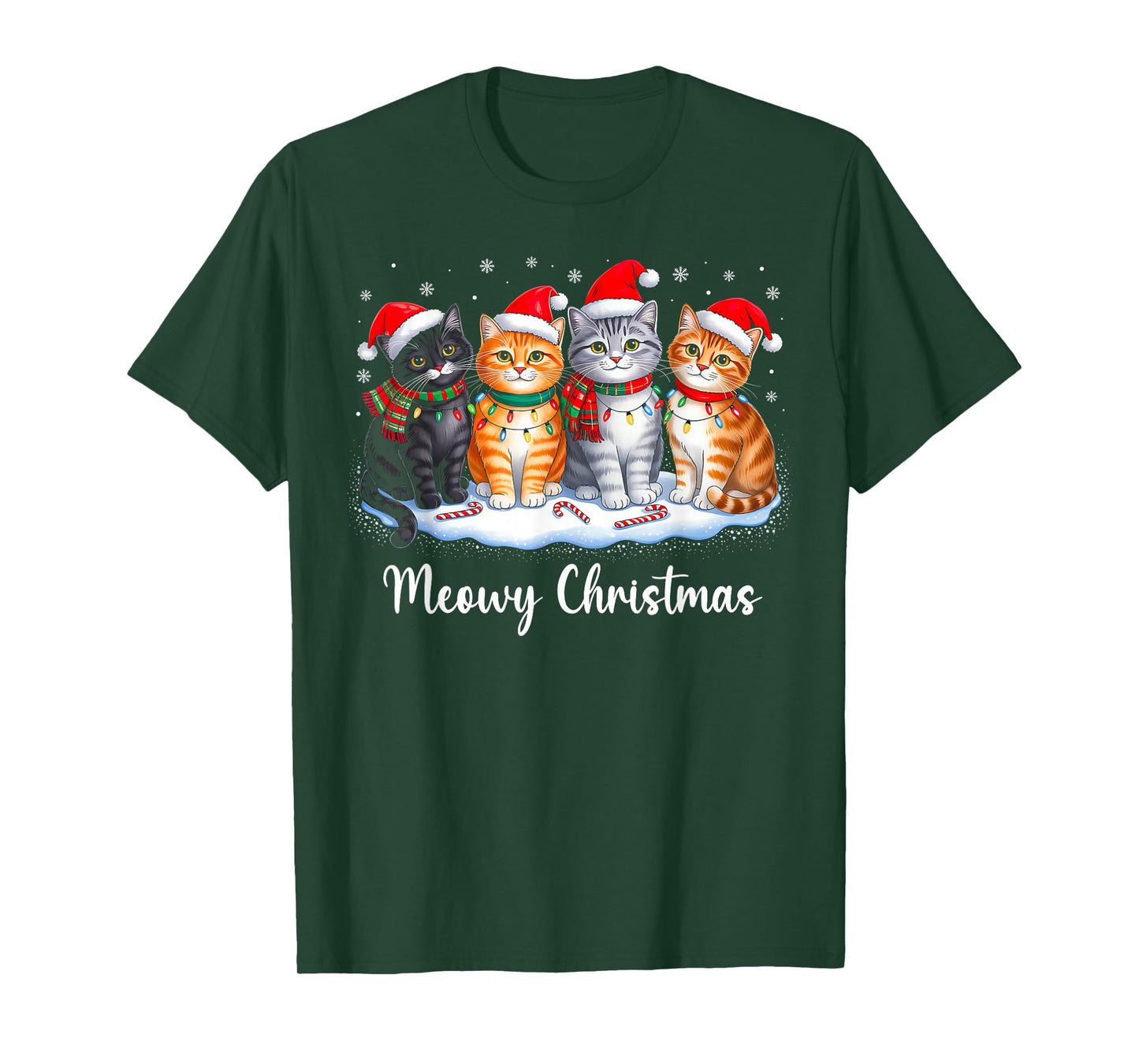 Meowy Christmas Funny Christmas Kitten Cat Lover Xmas Pajama T-Shirt