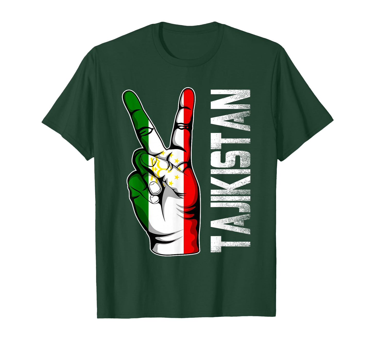 Retro Patriotic Victory Tajikistan Flag Fingers T-Shirt
