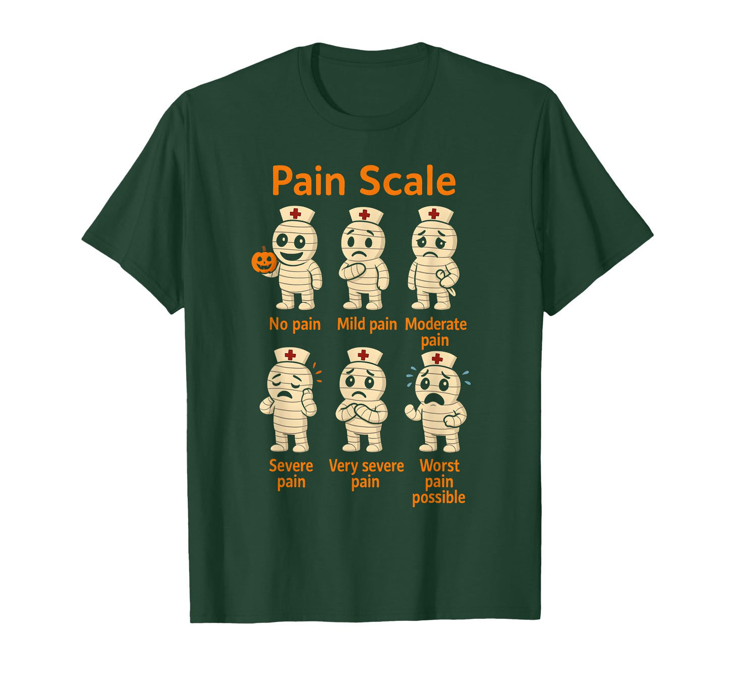 Pain Scale Cute Nurse Mummy Halloween Trauma Funny Nurse T-Shirt