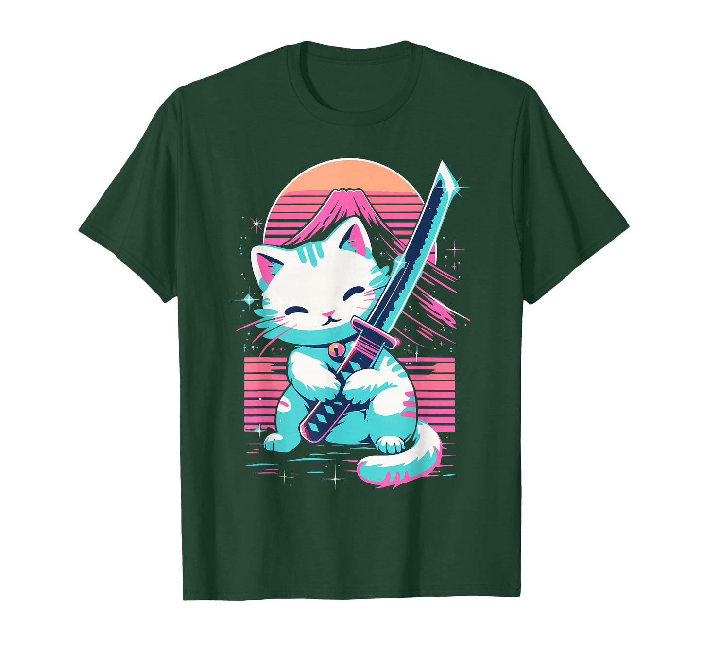 Cat With Katana Sword Japan Cat Samurai Japanese T-Shirt