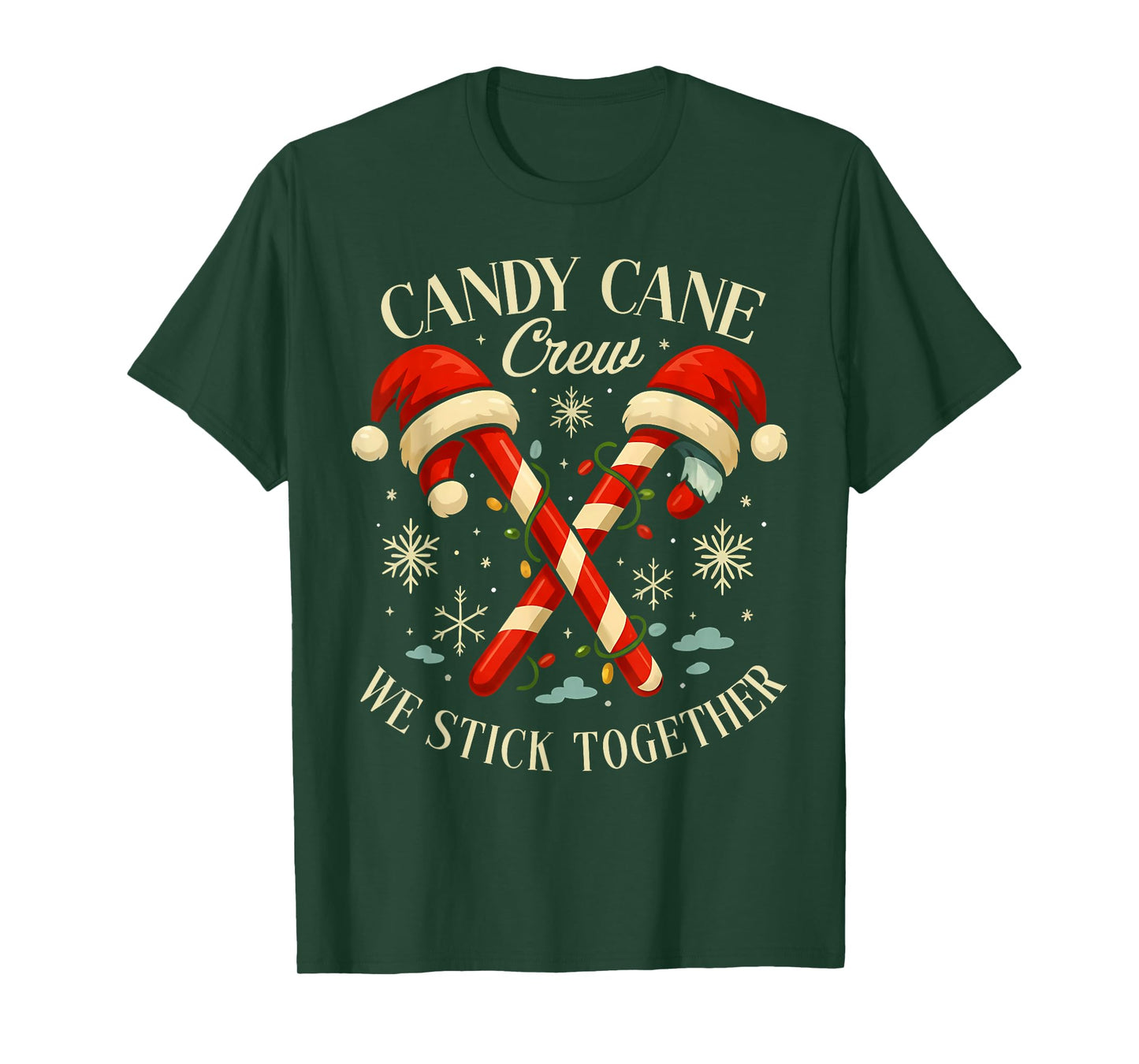 Candy Cane Crew We Stick Together Christmas Costume Xmas T-Shirt
