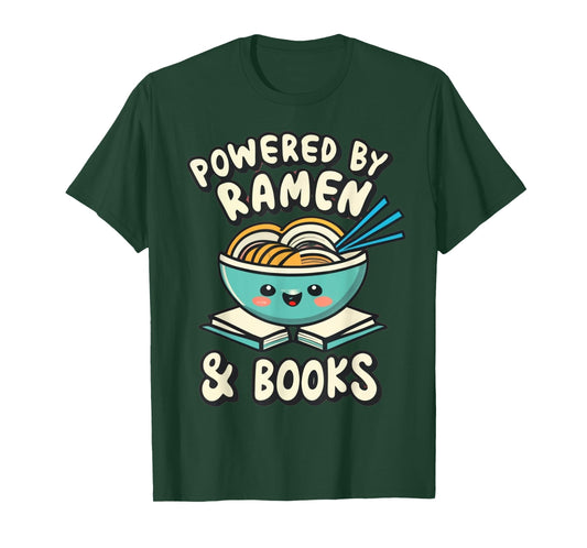 Powered By Ramen & Books Japanese Love Anime Noodles Kawaii T-Shirt