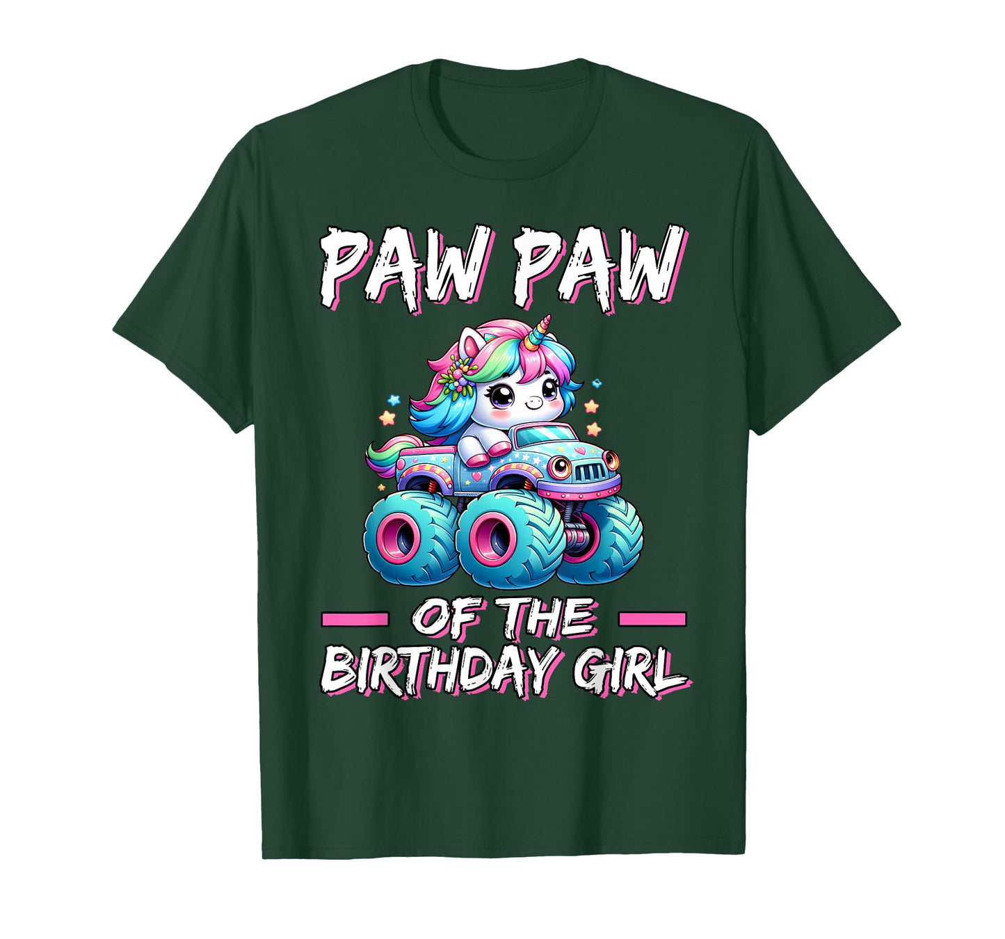 PAW PAW of the Birthday Girl Monster Truck Unicorn 1st Bday T-Shirt