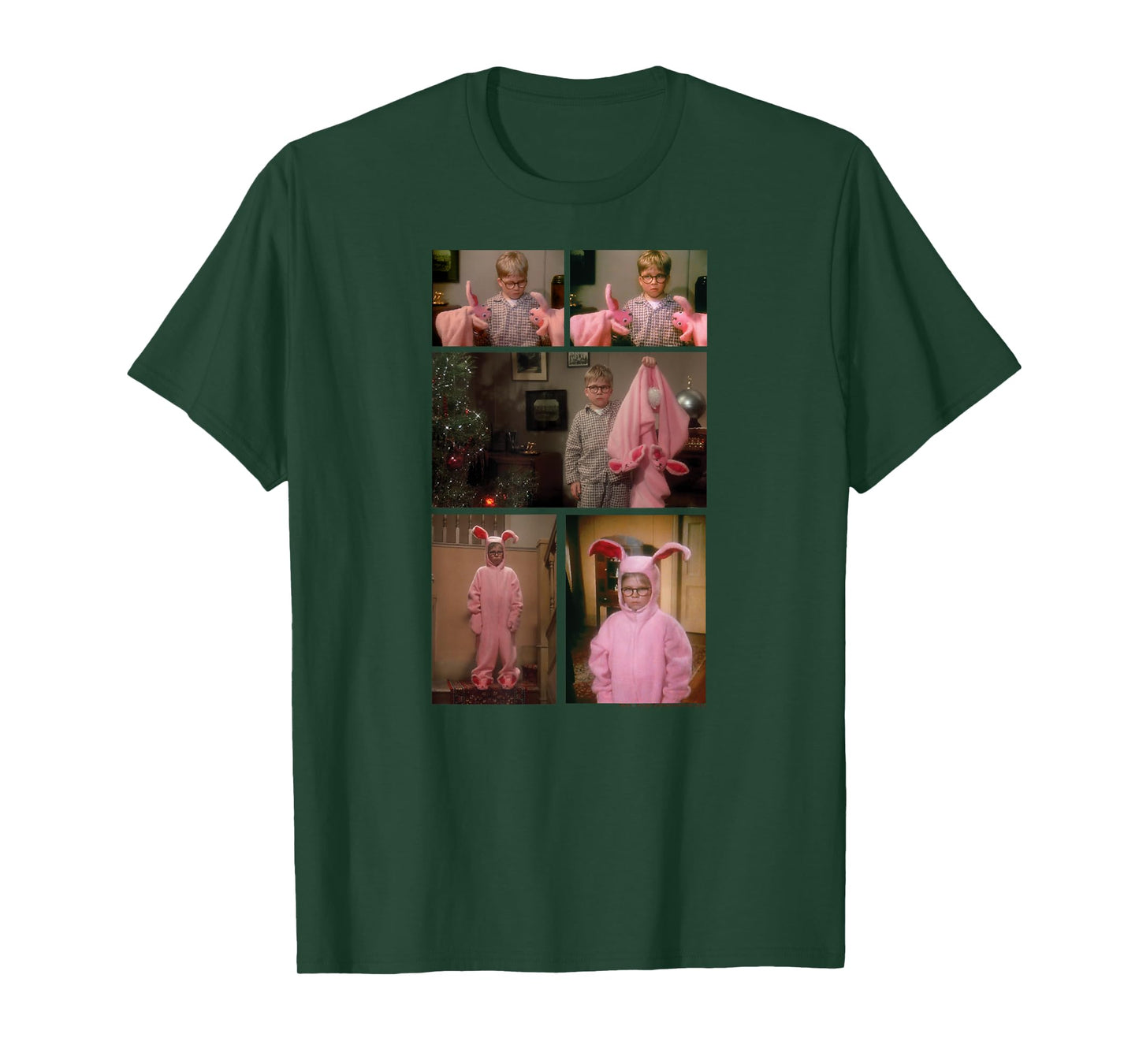 A Christmas Story Ralphie Bunny Suit Photo Collage Holiday T-Shirt