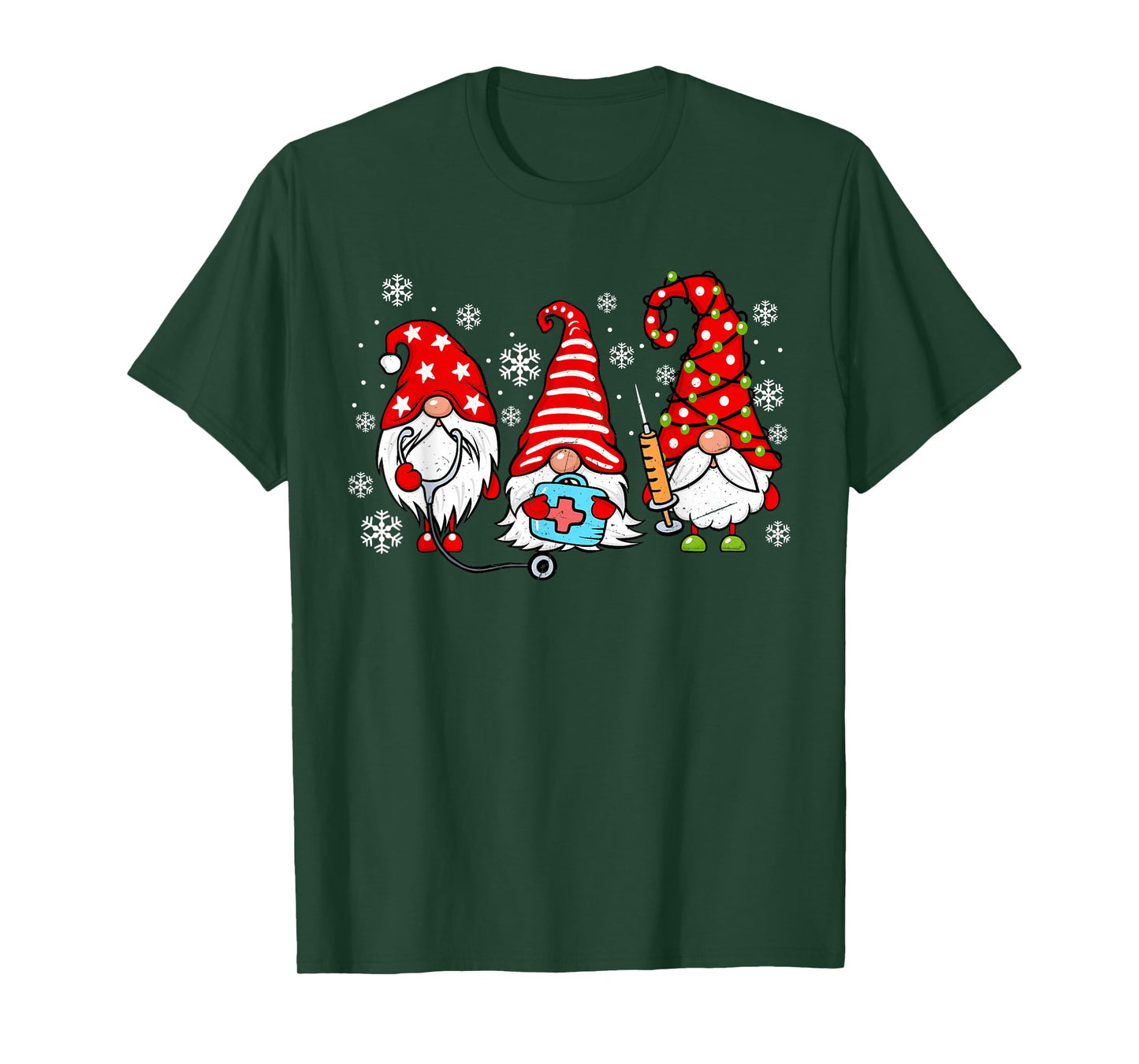 Nurse Christmas Gnomes Xmas Scrub Top ER Rn Nursing Gnomies T-Shirt