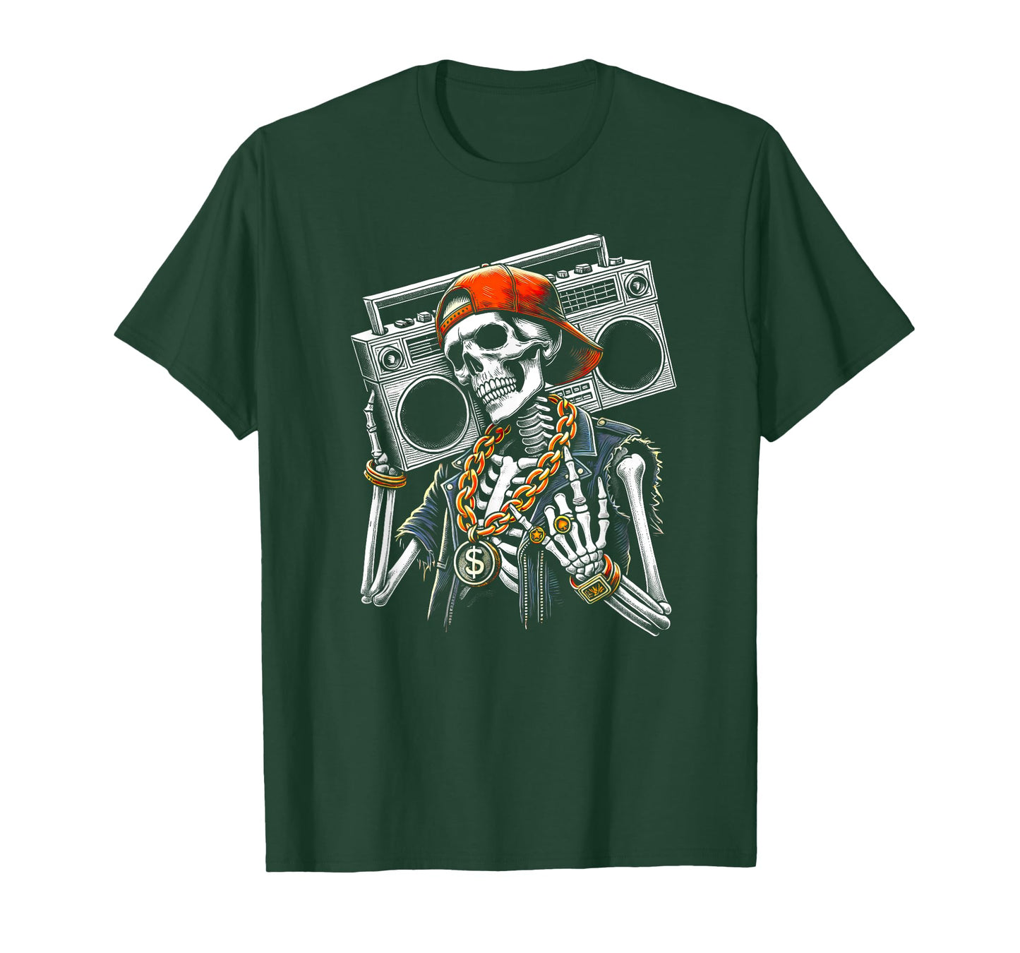 Skeleton Rocker Hand Horn Halloween Costume Cool Rock Music T-Shirt