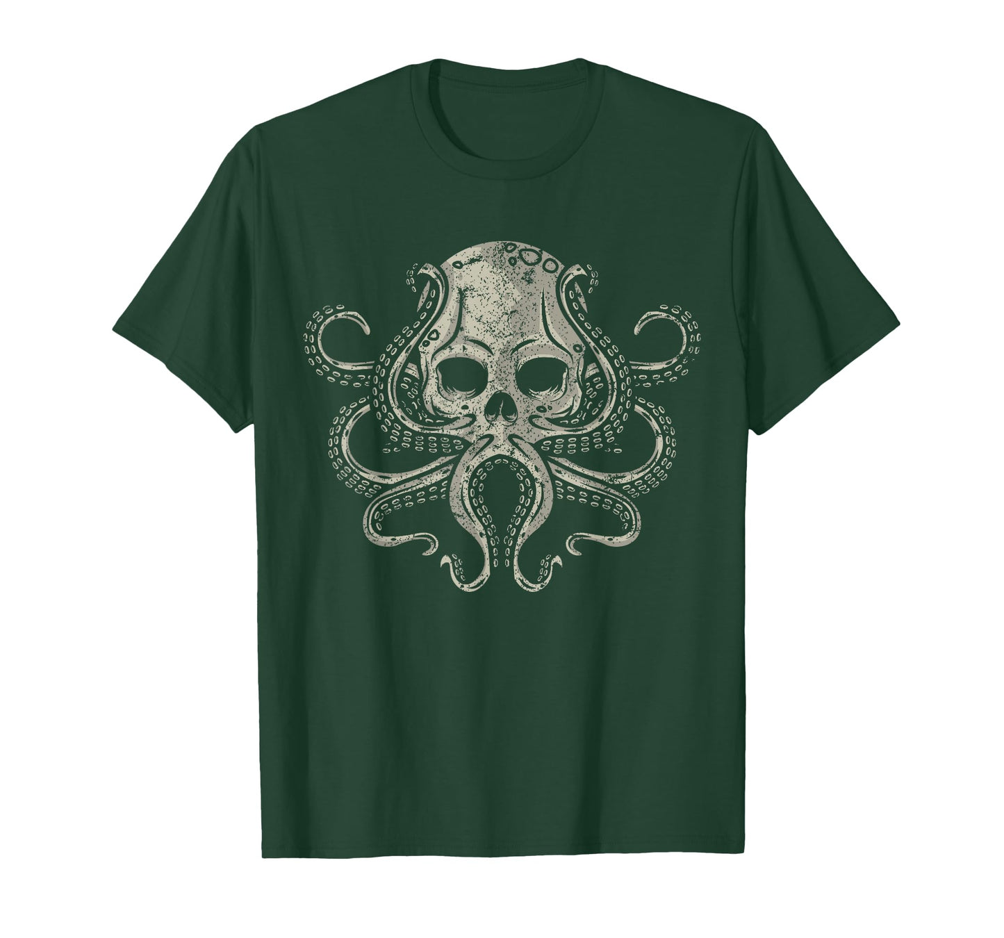 Creepy Octopus Skull Sea Monster Kraken Scuba Diver Goth T-Shirt