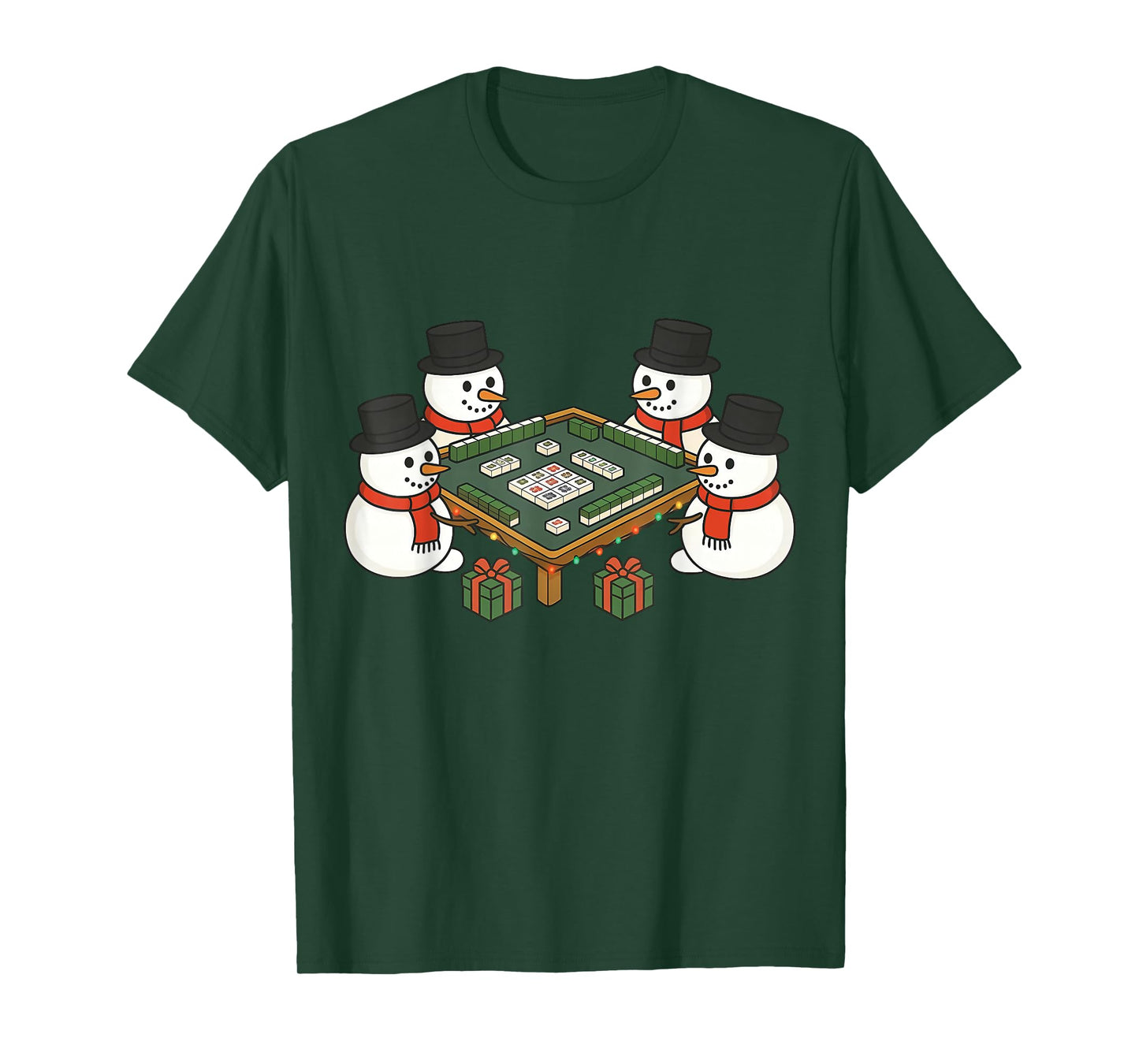 Snowman Playing Mahjong Funny Spooky Ghost Halloween Costume T-Shirt