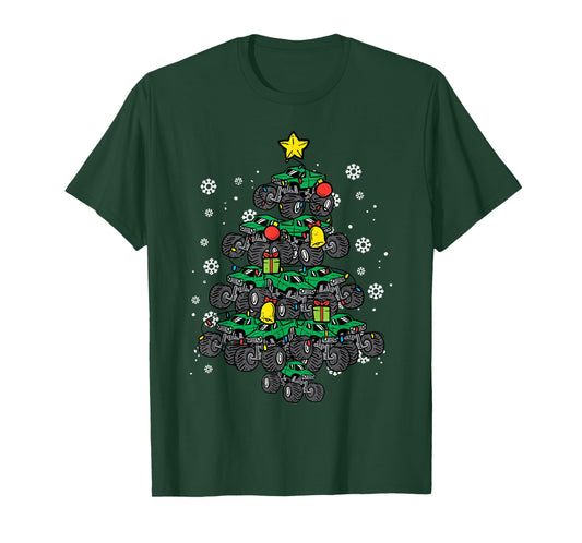 Monster Truck Christmas Tree Xmas Boys Toddler Kids T-Shirt