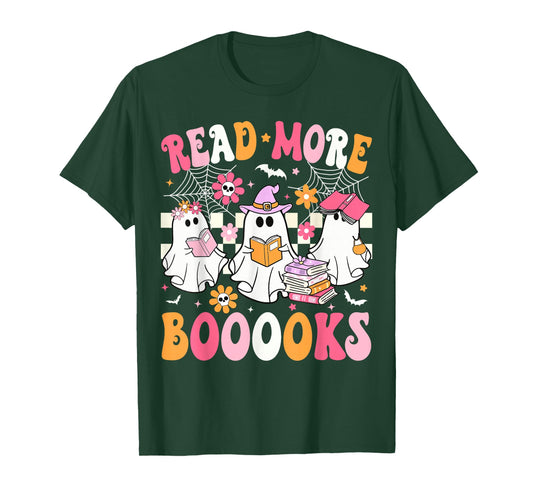 Read More Books Ghosts Reading Book Funny Teacher Halloween T-Shirt
